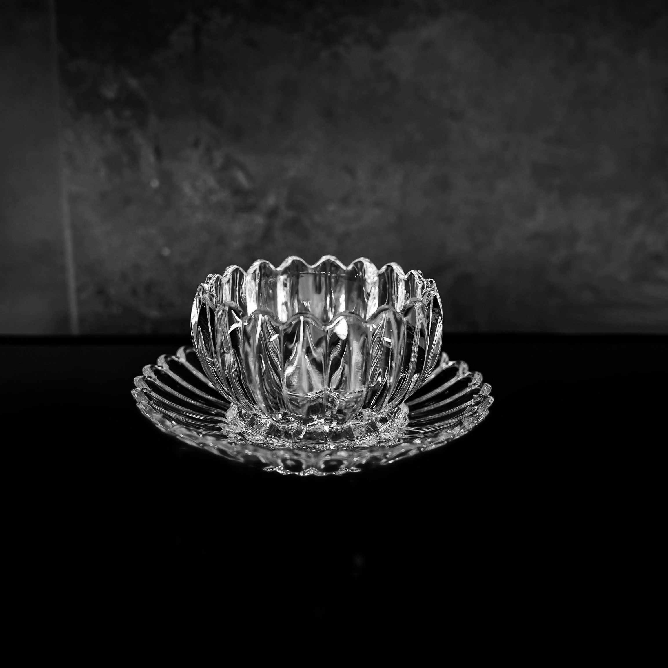 Sunay Dessertschale mit Unterteller, 12-teiliges Glasschalenset - Lotus Design, (12-tlg), Elegenate Design