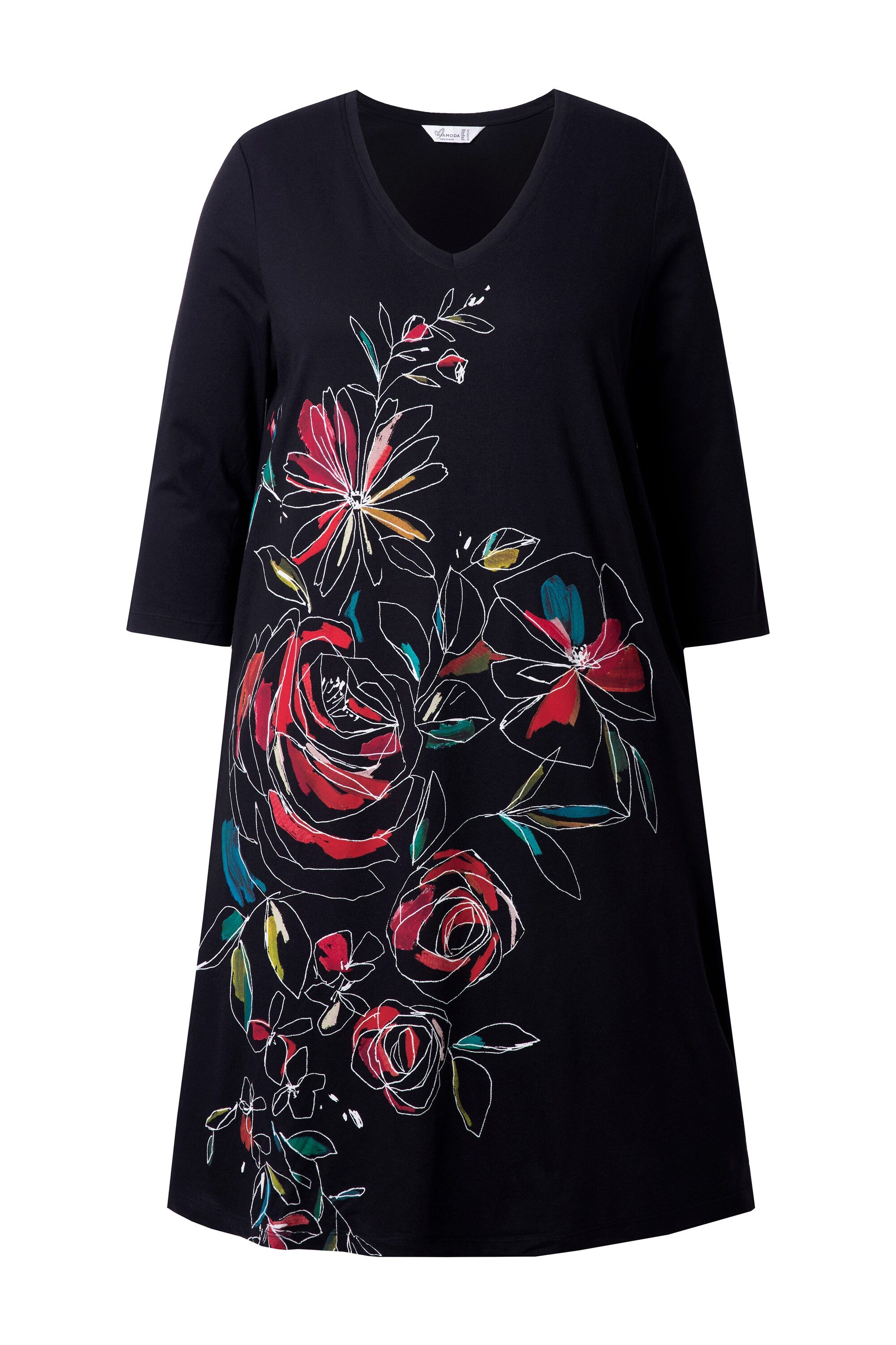 MIAMODA Jerseykleid Kleid A-Linie Blumenmuster 3/4-Ärmel günstig online kaufen