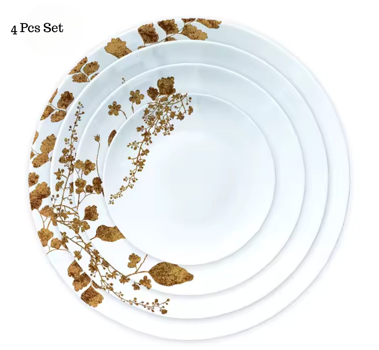 Quality Elegance Speiseteller Elegant Golden Leaf 4-Pcs Elegantes Geschirrset