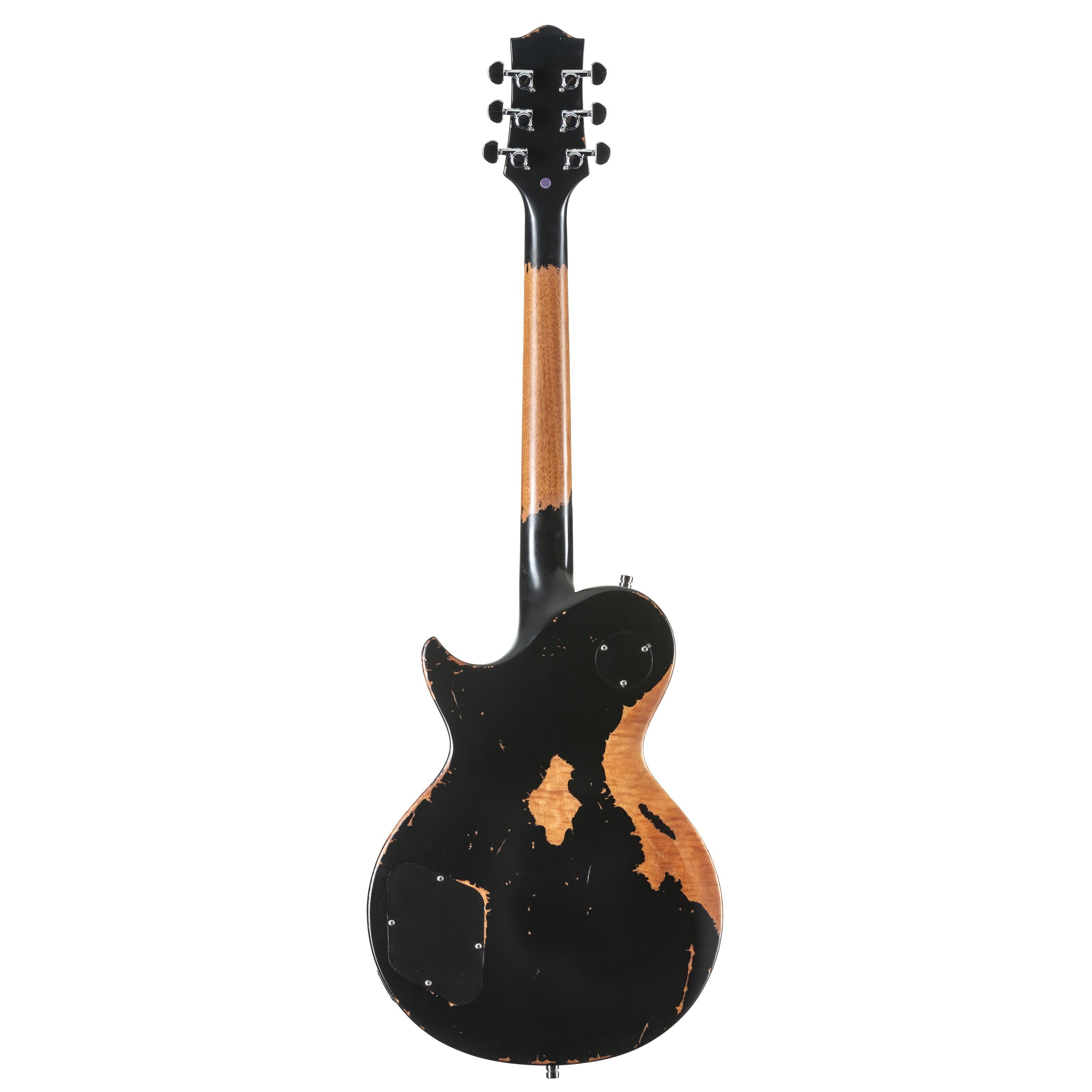 FAME E-Gitarre, E-Gitarren, Single Cut Modelle, Custom LP RW Worn Licorice over Sunburst - Single Cut E-Gitarre