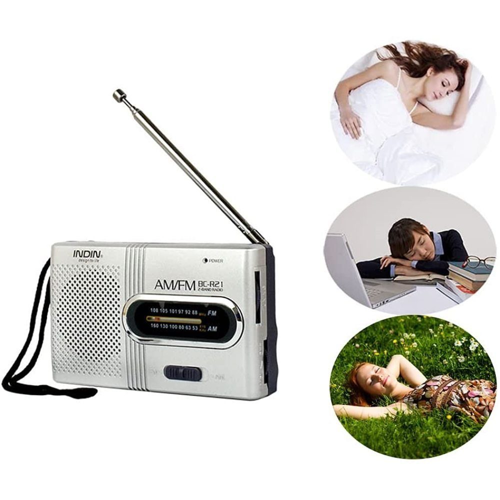 GelldG Tragbares Radio, FM-Radiospieler, Miniradio Lautsprecher Radio mit