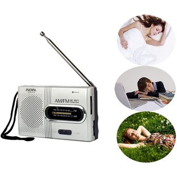 GelldG Mini-Radio tragbare Taschenradio mit Trageriemen AM FM Teleskopantenne Radio