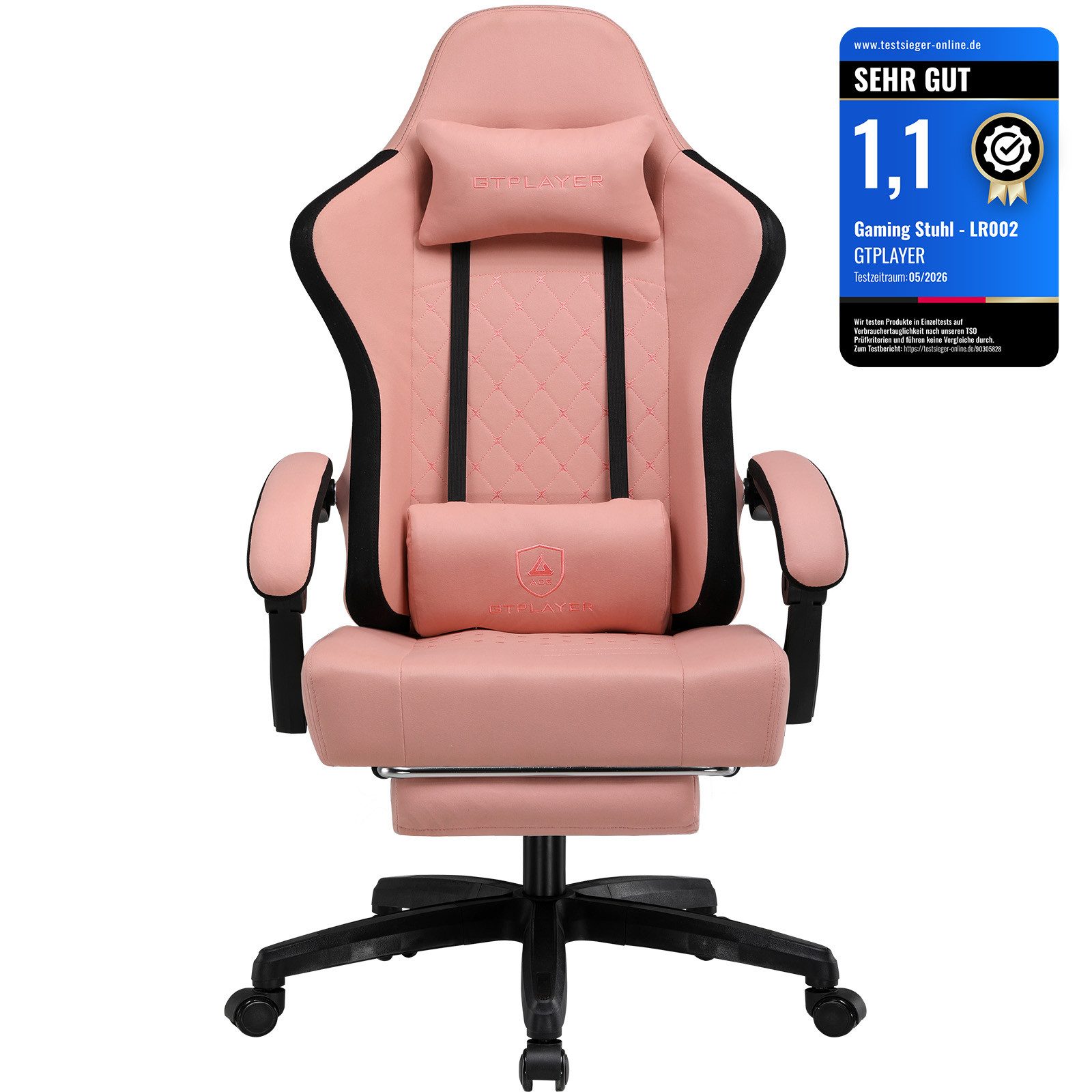 GTPLAYER Gaming-Stuhl Ergonomischer Gaming Sessel Schreibtischstuhl aus Stoff/Kunstleder (Pacekung), Federsitzkissen mit Fußstütze