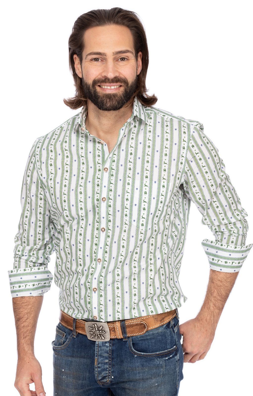 Gipfelstürmer Trachtenhemd Hemd LOUIS oliv (Slim Fit)