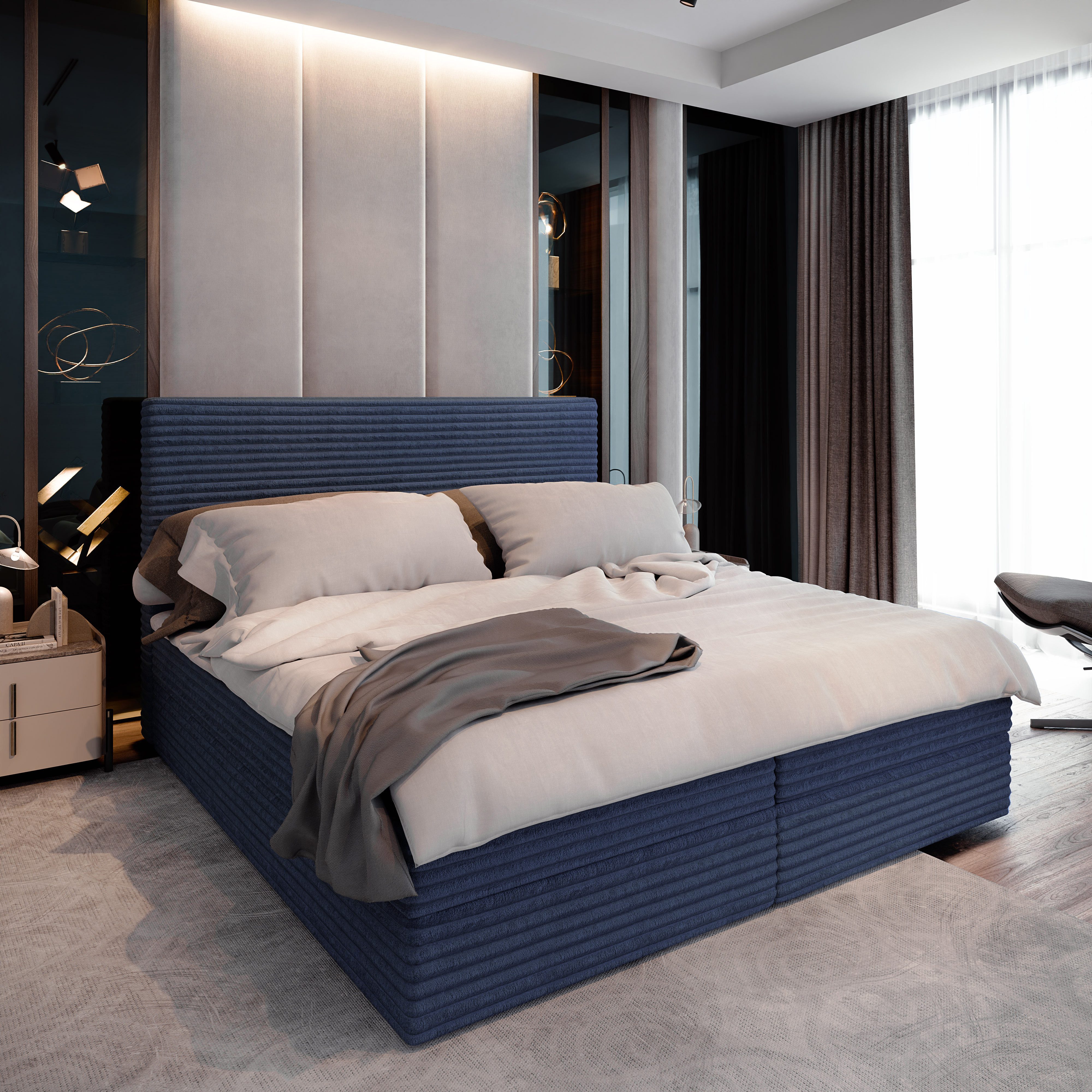 Masseno Boxbett PISA 140x200 cm mit Bonell Matratze und Topper