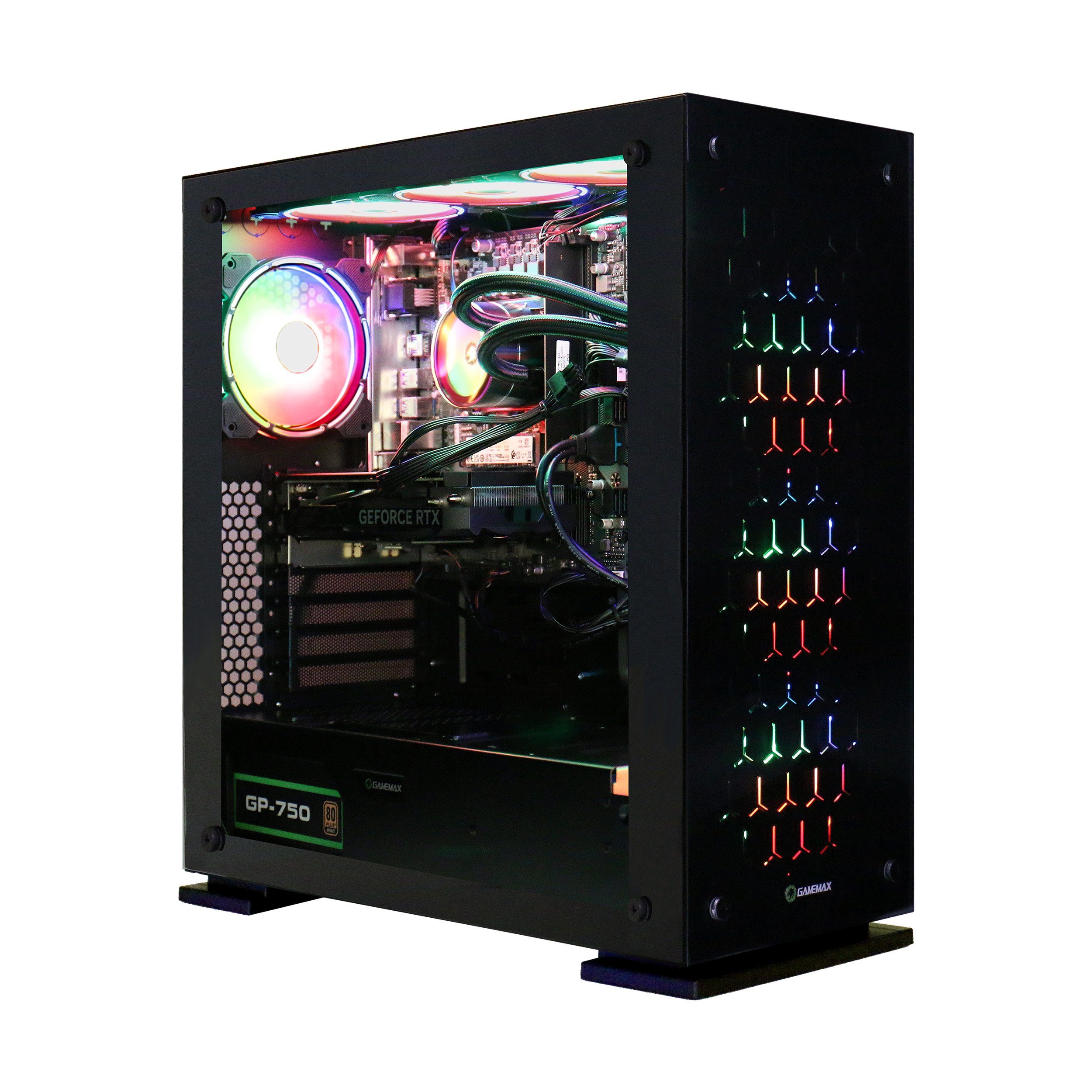 GAMEMAX Onyx II 7288 Gaming-PC (Intel® Core i7 14700F, RTX 4070 Super, 32 GB RAM, 2000 GB SSD, Wasserkühlung, DDR5-RAM, Windows 11)