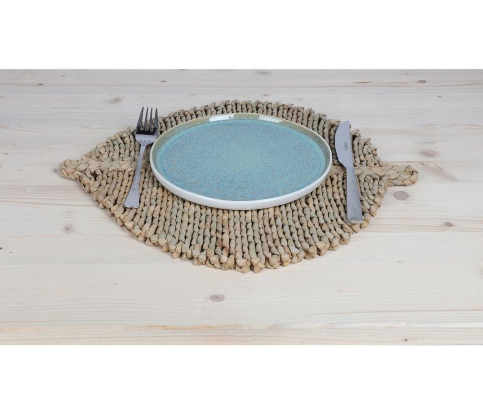 BURI Platzset 24x Platzset "Leaf" Blatt 41x36cm geflochten Esstisch Deko Matte Unter