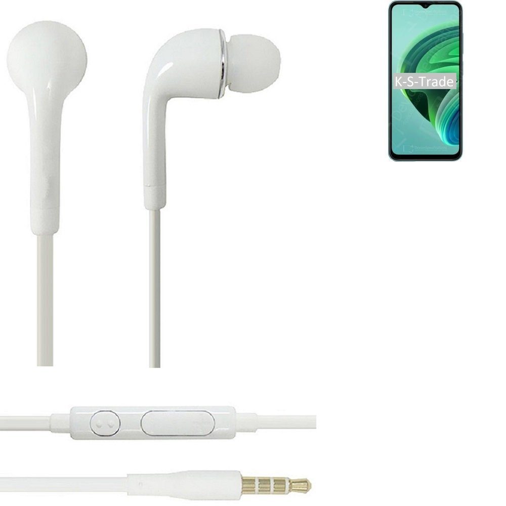 K-S-Trade für Xiaomi Redmi 10 5G In-Ear-Kopfhörer (Kopfhörer Headset mit Mikrofon u Lautstärkeregler weiß 3,5mm)