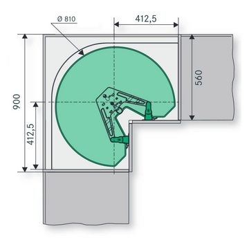 SO-TECH® Auszugsboden Kesseböhmer REVO 90° Drehbeschlag für 90er Eckschrank