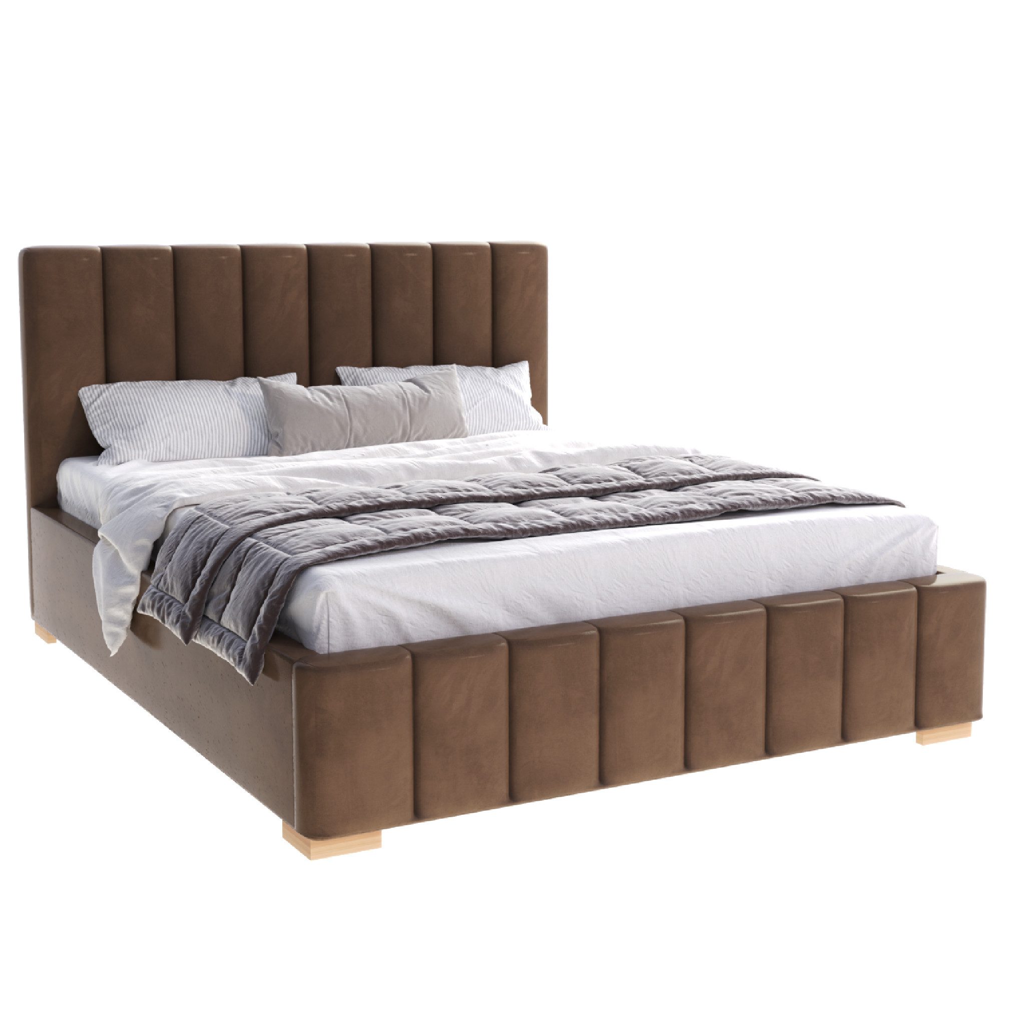 FDM Polsterbett modern mit Bettkasten MADE IN EU - mit hochwertigem Velours Bezug (verfügbar 90x200 120x200 140x200 160x200 180x200cm, Bettrahmen, Bett, mit großen gepolsterten Kopfteil, mit Bettkasten zum aufklappen), Hebbarer Metallrahmen, Bettkasten, mit/ohne Matratze