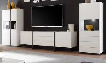 Furn.Design Lowboard Design-M (TV Unterschrank in weiß mit grau, 190 x 60 cm), mit Push-To-Open und Soft-Close