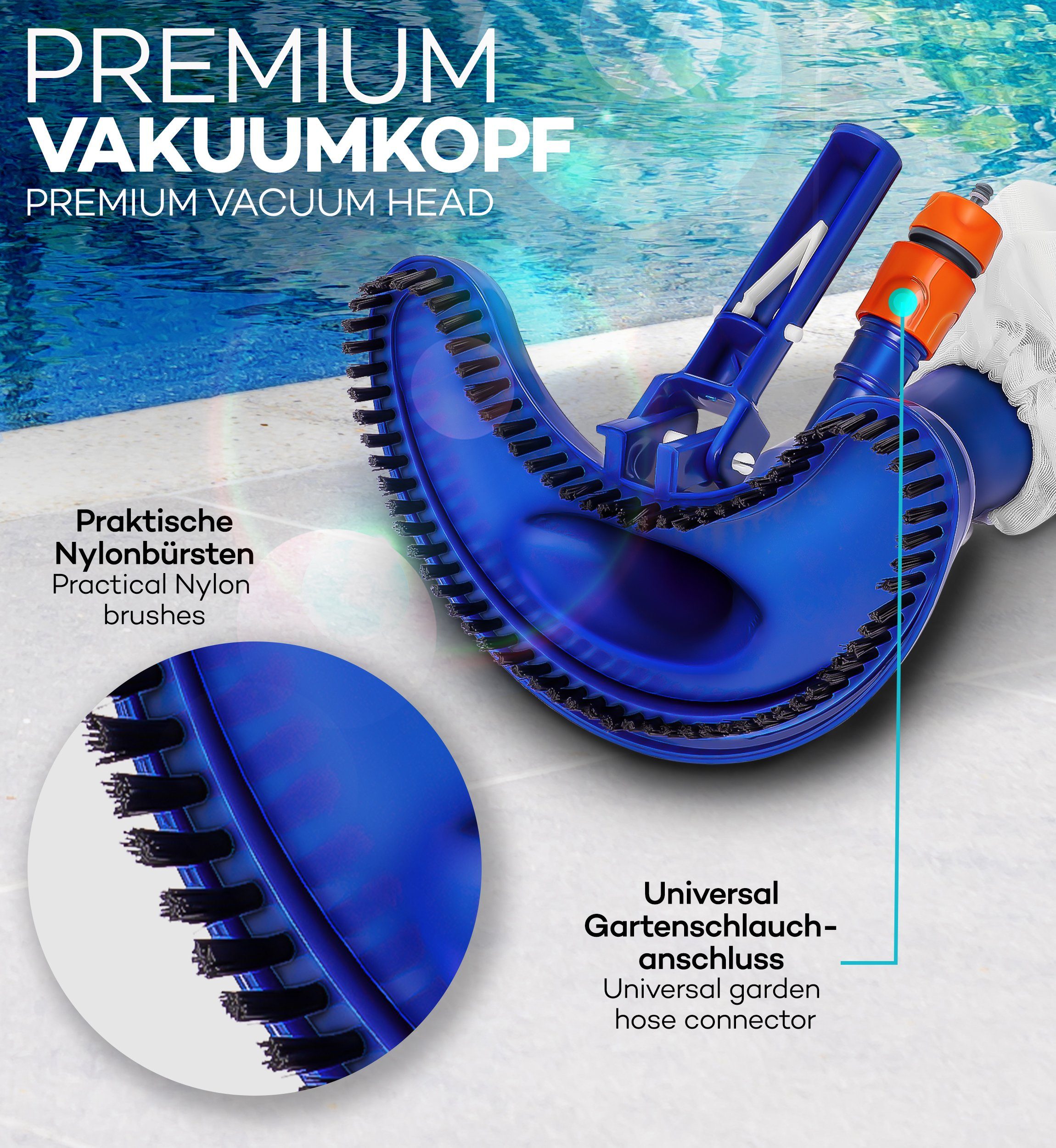 tillvex Poolbodensauger Pool Bodensauger Set, Poolsauger mit Saugbürste Teleskopstange