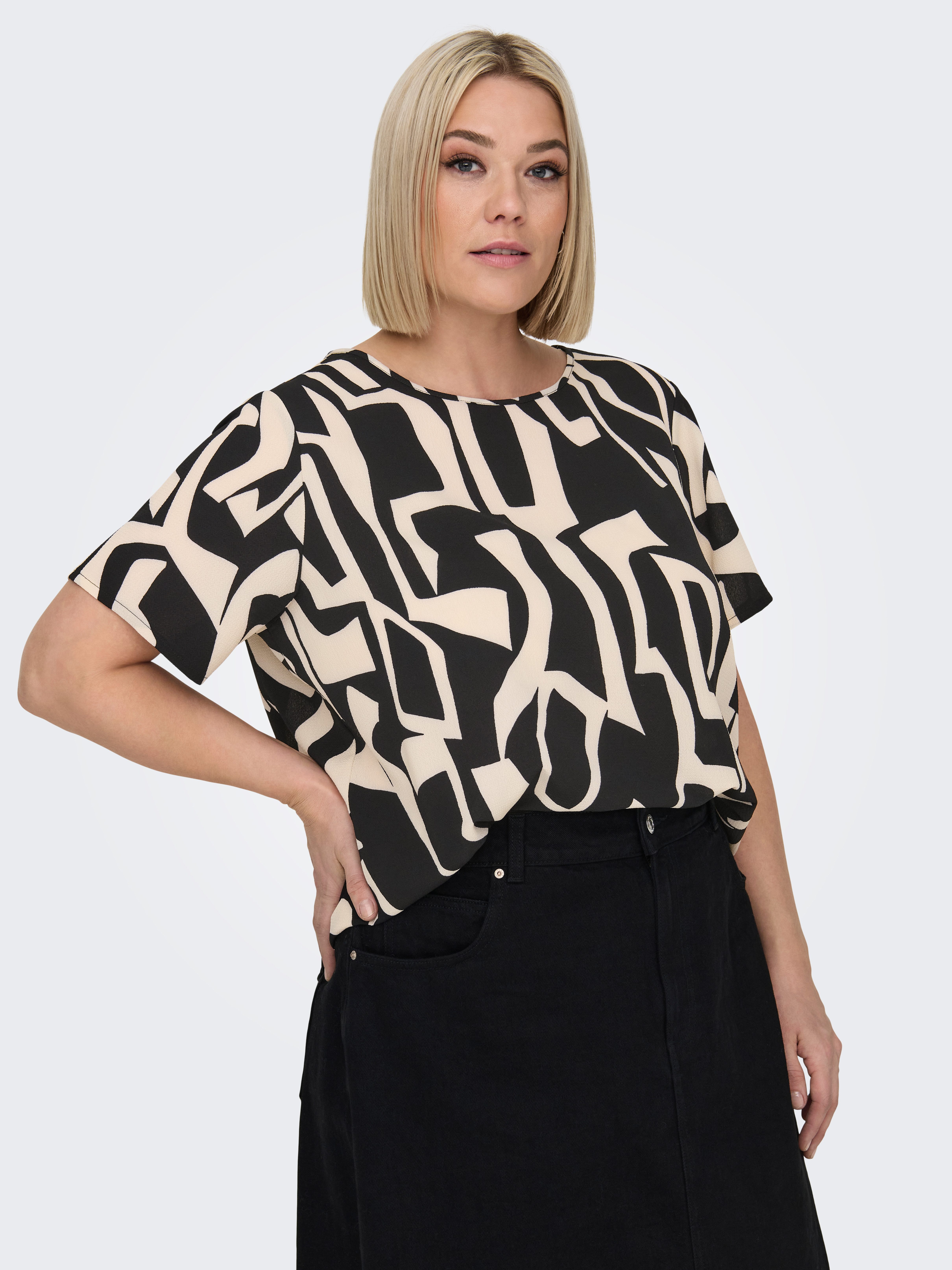 ONLY CARMAKOMA Shirtbluse CARVICA SS TOP WVN NOOS Materialmix, regular fit günstig online kaufen