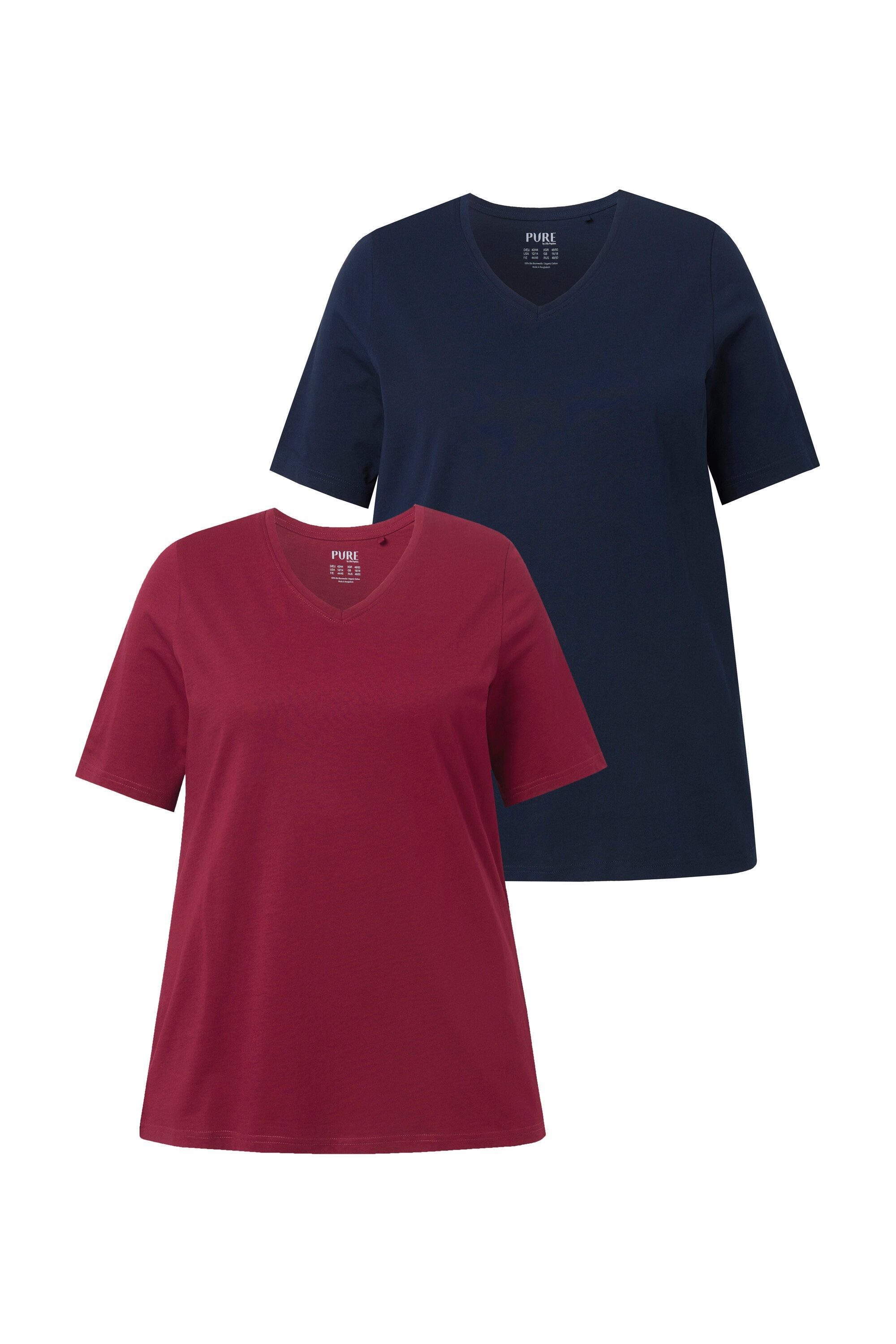 Ulla Popken T-Shirt T-Shirts 2er-Pack V-Ausschnitt günstig online kaufen