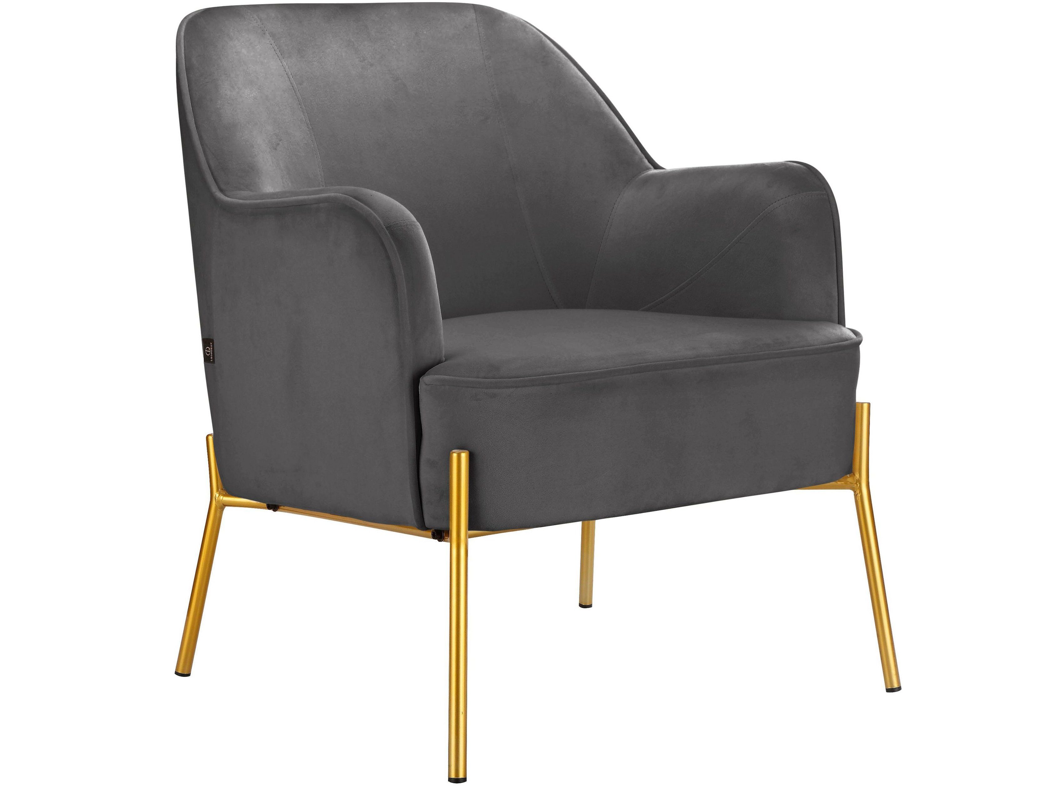 loft24 Sessel Ritler, mit Armlehnen, Bezug in Samtoptik, Sitzhöhe 44 cm grau