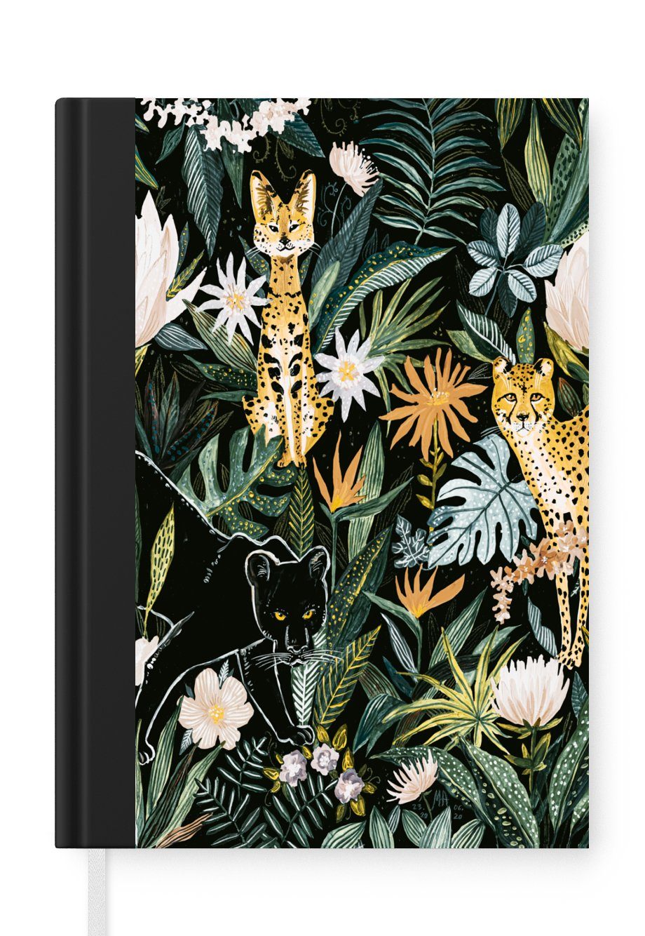 MuchoWow Notizbuch Dschungel - Pflanzen - Haushaltsbuch Merkzettel, Journal, Panther, A5, Notizheft, Tagebuch, 98 Seiten