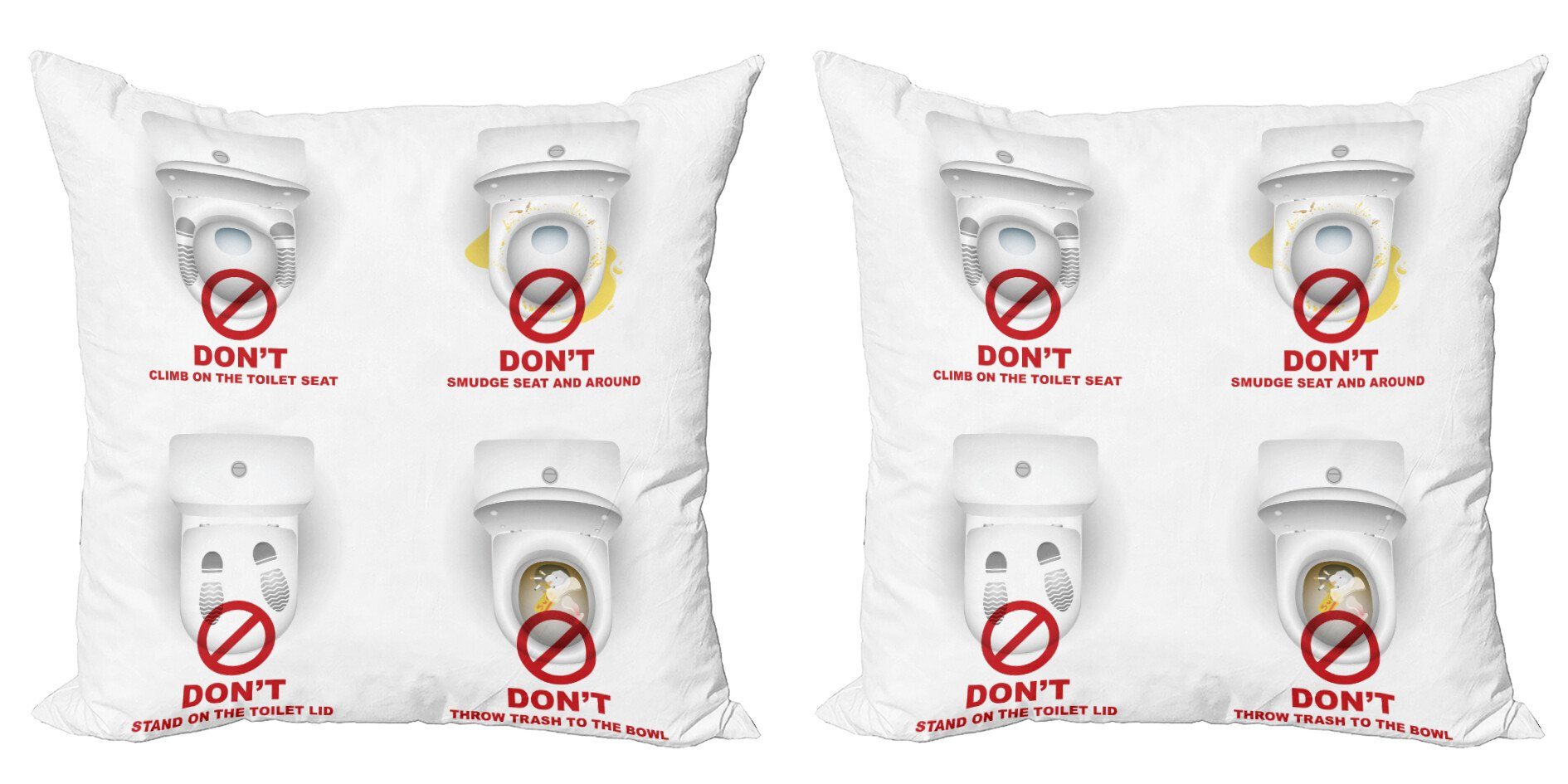 Kissenbezüge Modern Accent Doppelseitiger Digitaldruck, Abakuhaus (2 Stück), Badezimmer-Regeln WC-Schüsseln Warning | Kissenbezüge