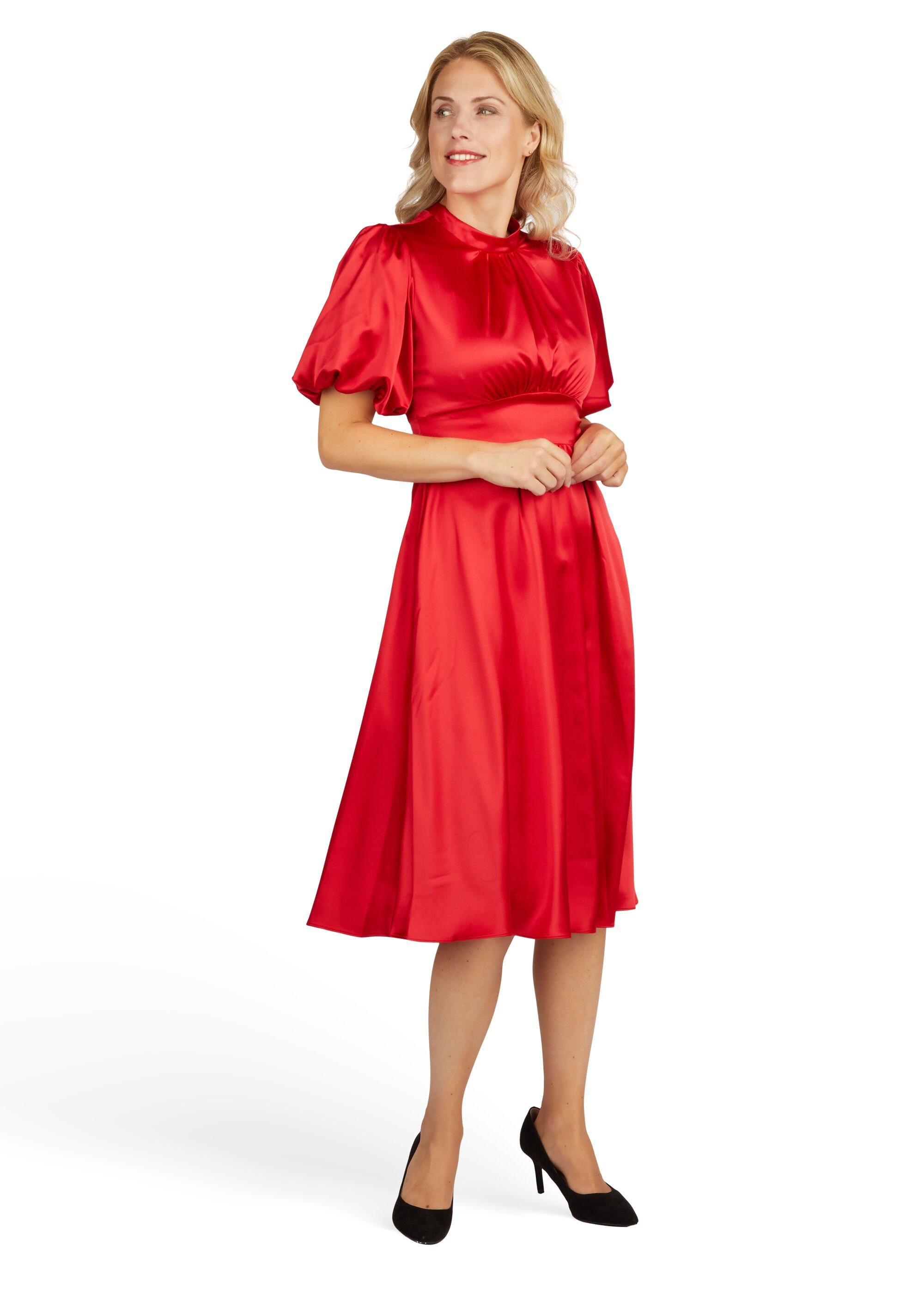 aus RED POPPY Abendkleid Satin Abendkleid Kleo mit Bindeschleife