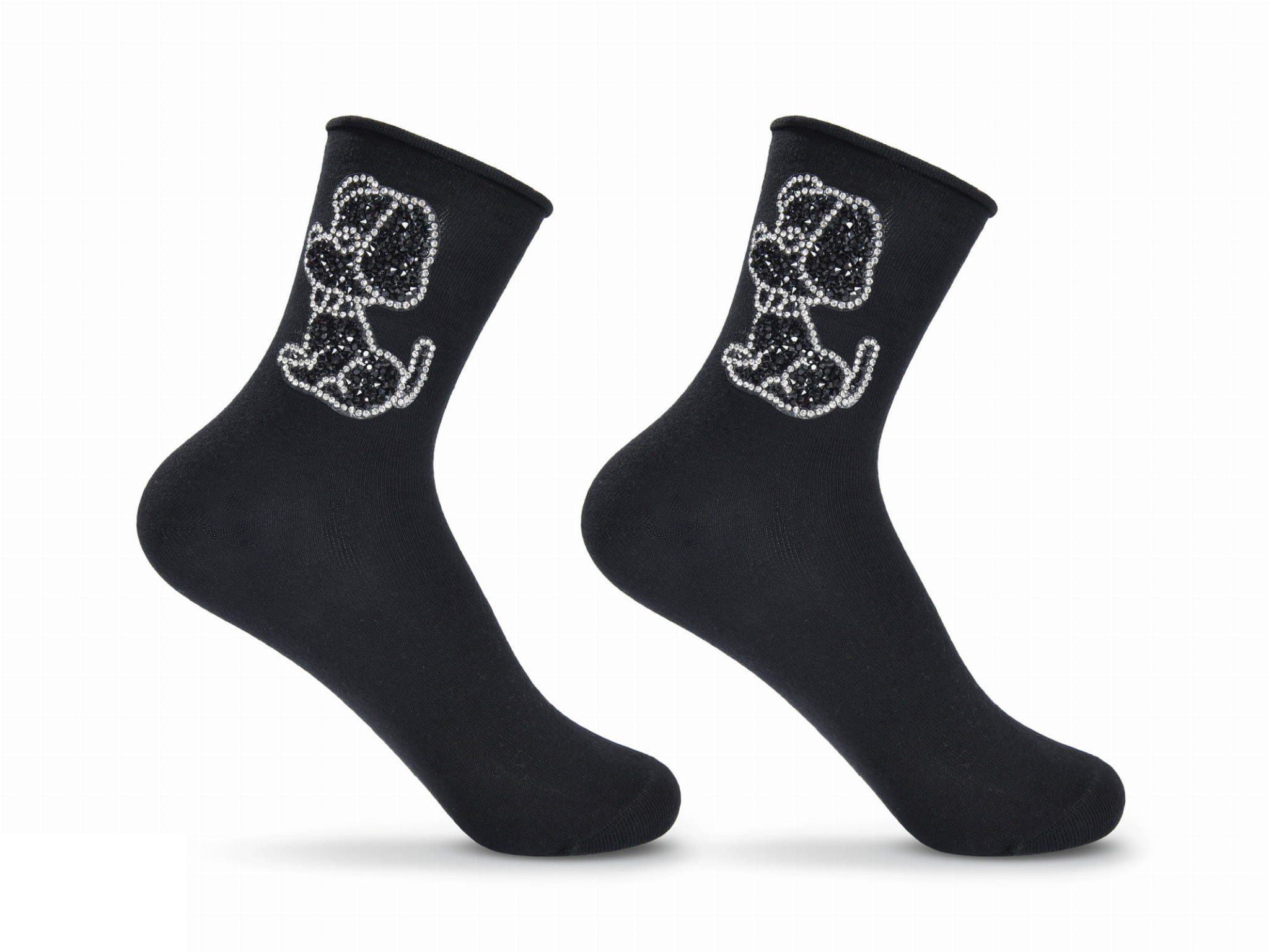 1 eleganter für Lycille Baumwollsocken mit Modell Glitzer Mädchen 30/35 1 Socken Paar schwarz