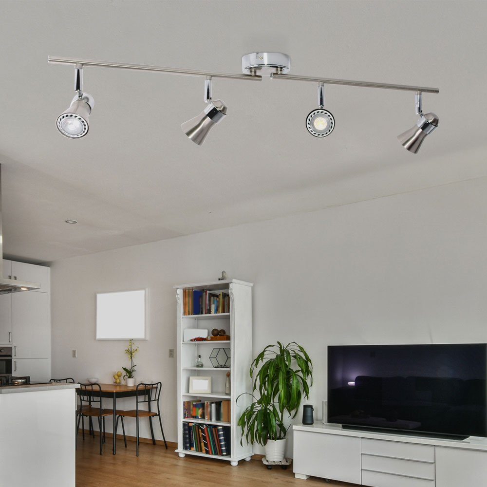 Brilliant LED Deckenleuchte, Leuchtmittel inklusive, Warmweiß, LED Decken Lampe Wohn Arbeits Zimmer Leuchte silber Spot Leiste