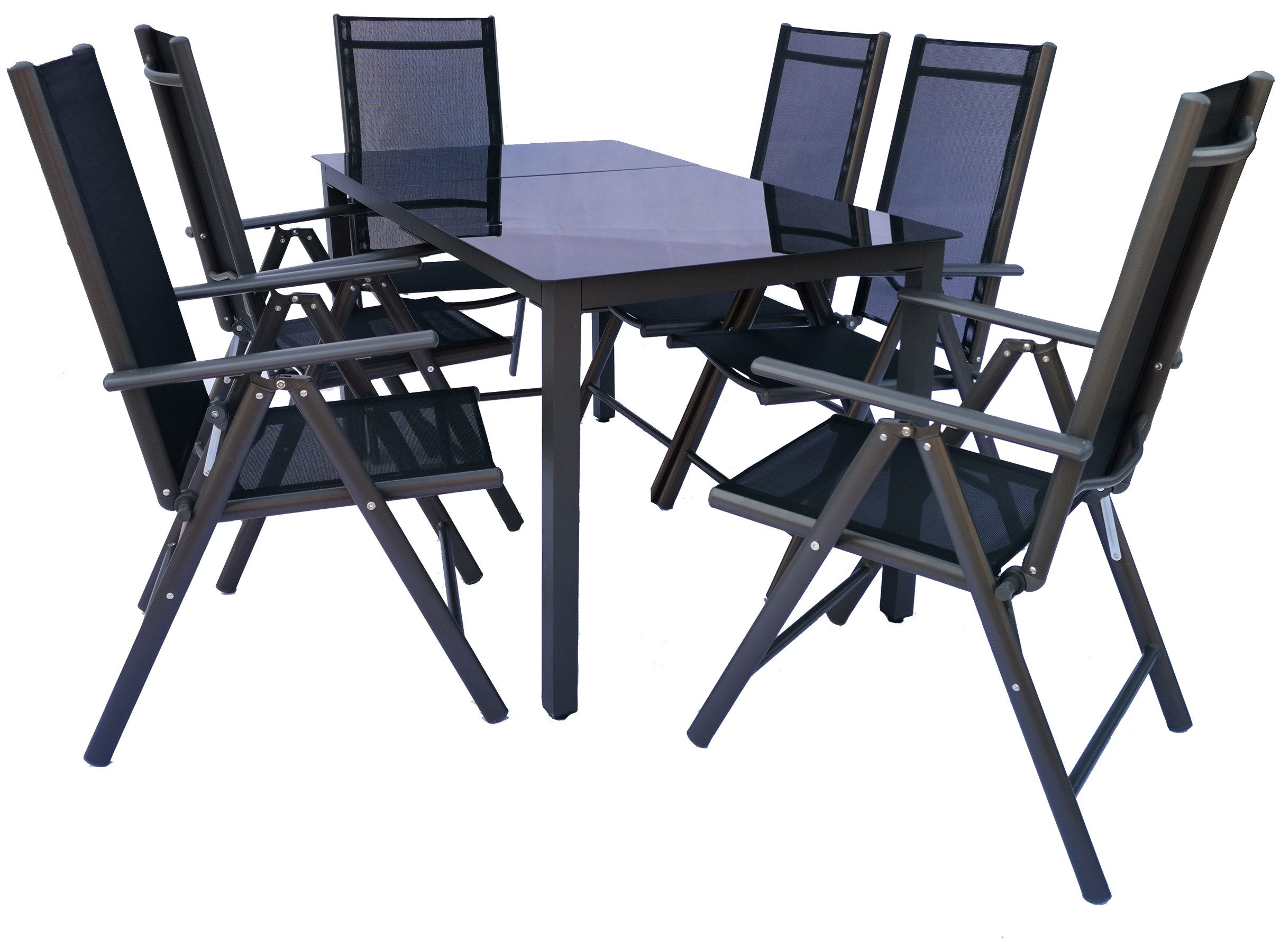 VCM Garten-Essgruppe 7 teiliges Gartenmöbel-Set Miami mit Tisch und, (Set, 7-tlg., 1x Tisch 6x Stuhl), 76x189x90cm Gartenset, Sitzgruppe