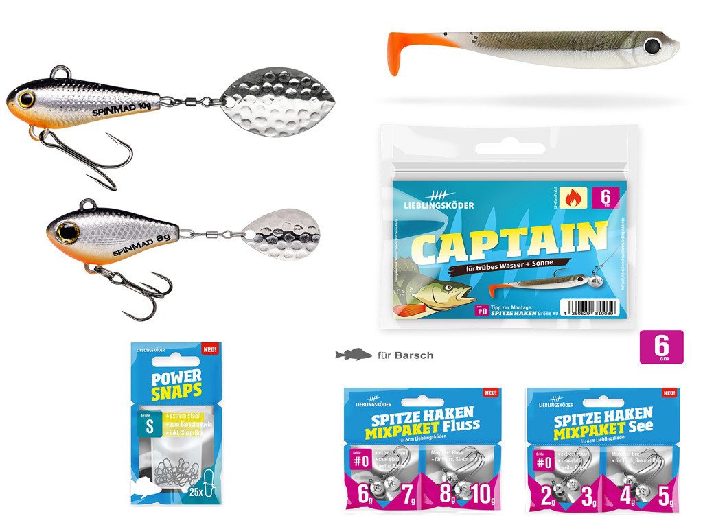 Lieblingskder Kunstkder Barsch-Set Captain - Typ M - Lieblingskder &  SpinMad, (Typ M, 6-St. Barsch-Set Captain), Effektiver Lauf, Exzellente  Verarbeitung