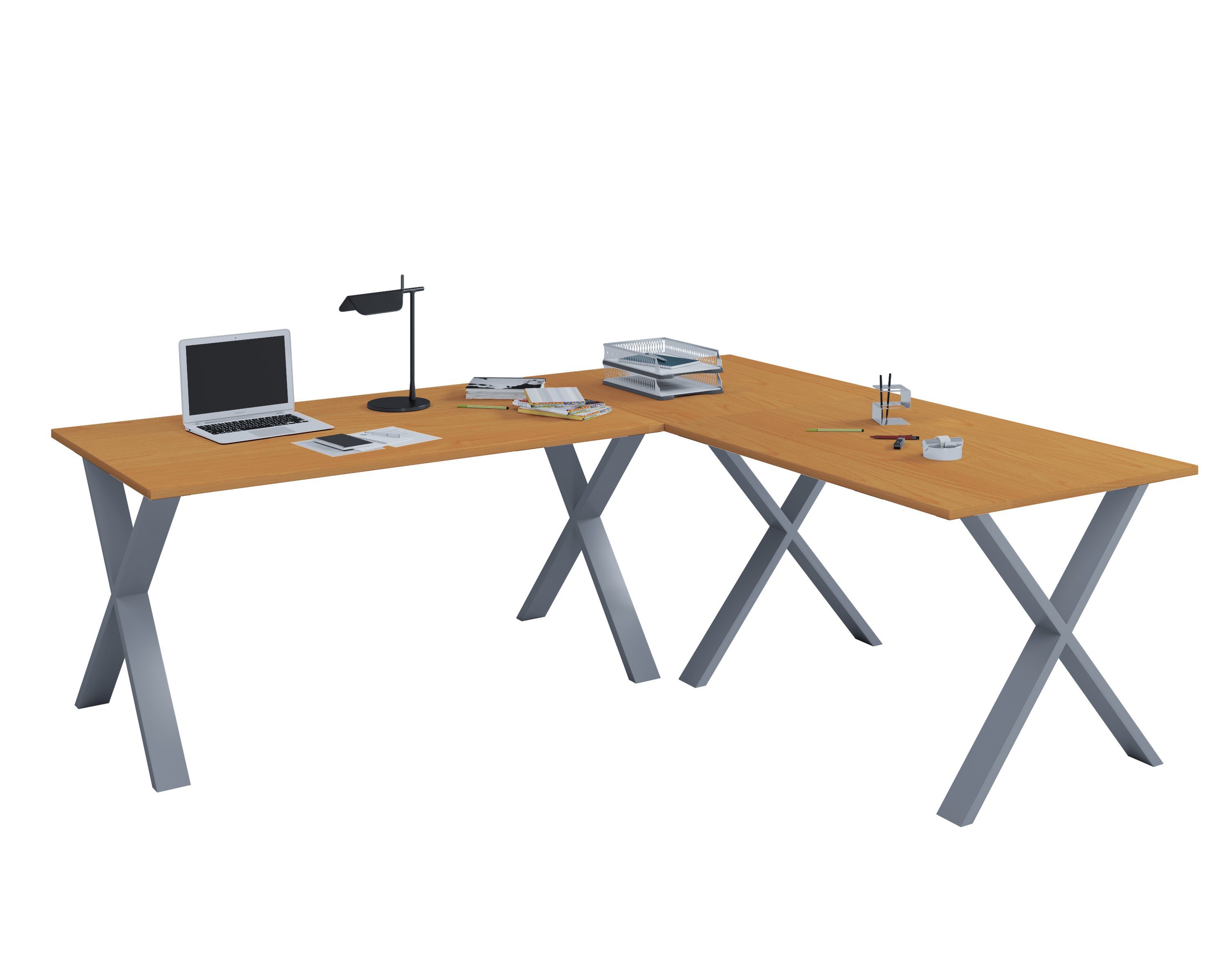 VCM Schreibtisch Lona 130x130x50 76x130x130cm (1-St), VCM Holz Schreibtisch, L Form links oder rechts