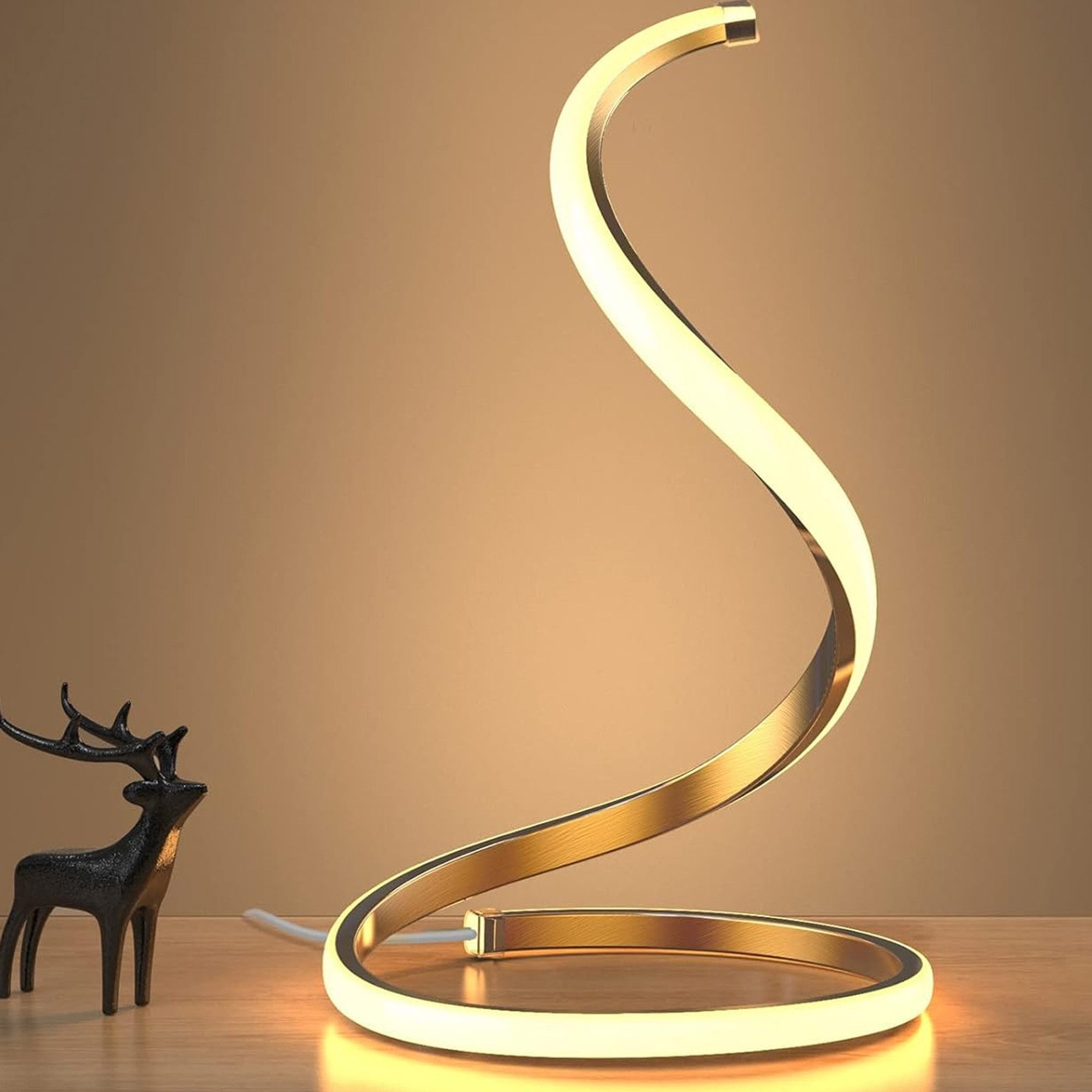 LED Tischleuchte Nachttischlampen, 3 Lichtfarben Spirale Tischlampe