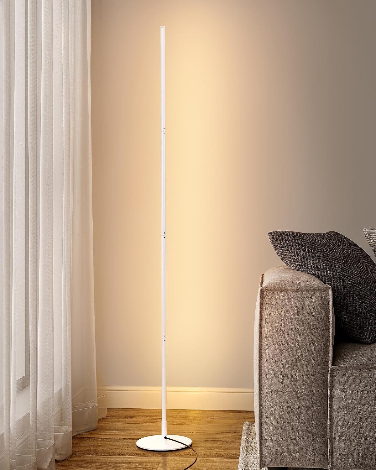 EDISHINE LED Stehlampe Wohnzimmer dimmbar, LED fest integriert, warmweiß, Minimalistische Stehleuchte, Weiß
