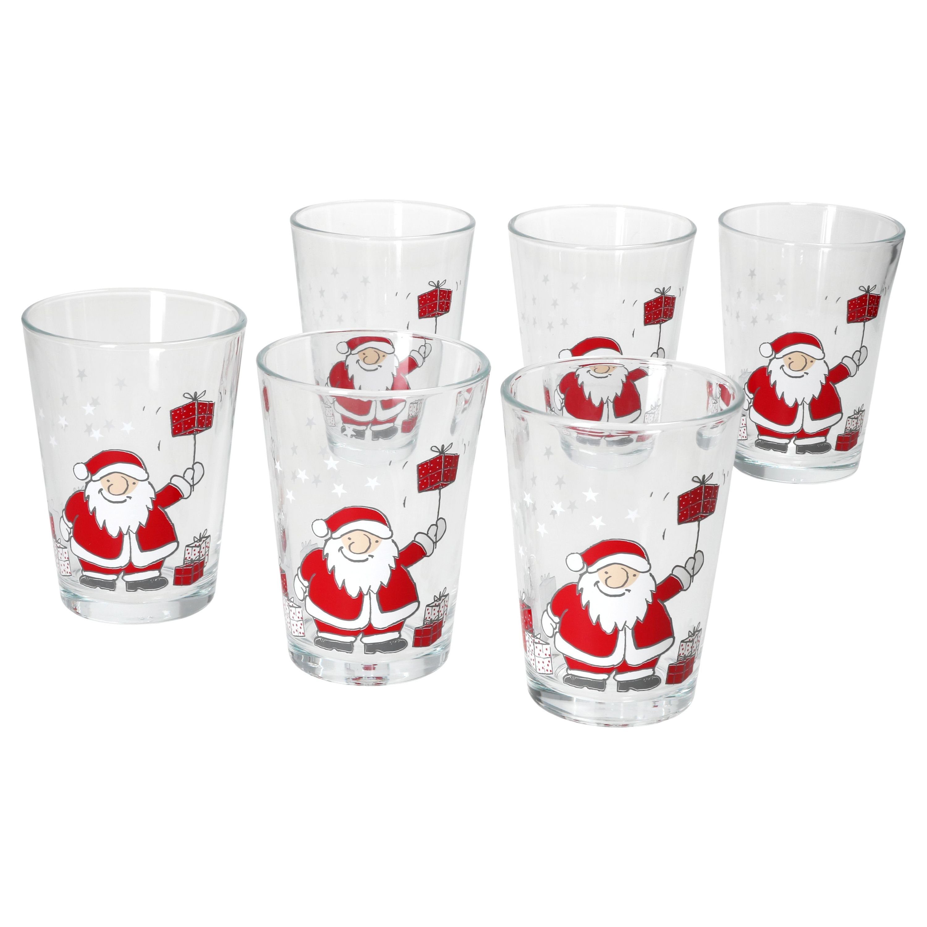 Ritzenhoff & Breker Glas Ritzenhoff Santa Family Winter 6x Glühweingläser 240ml H11cm, Glas, Weihnachtsgeschirr, Weihnachten, Weihnachtsset, Geschirr