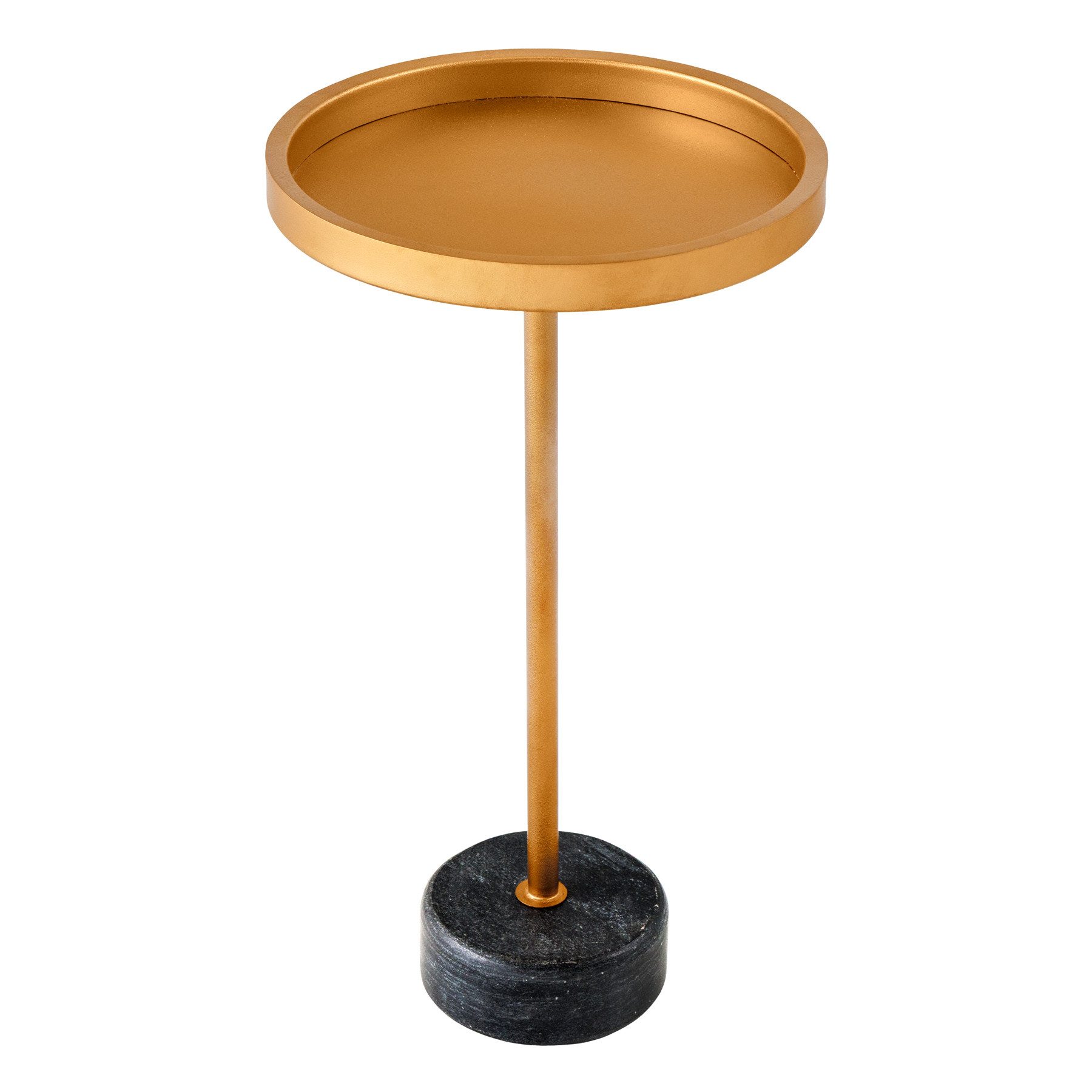 riess-ambiente Beistelltisch TRAYFUL 60cm gold Eisen – rund, Marmorfuß schwarz, handmade (Einzelartikel, 1-St), vielseitig einsetzbar in Wohn-, Schlaf- & Eingangsbereich, modern