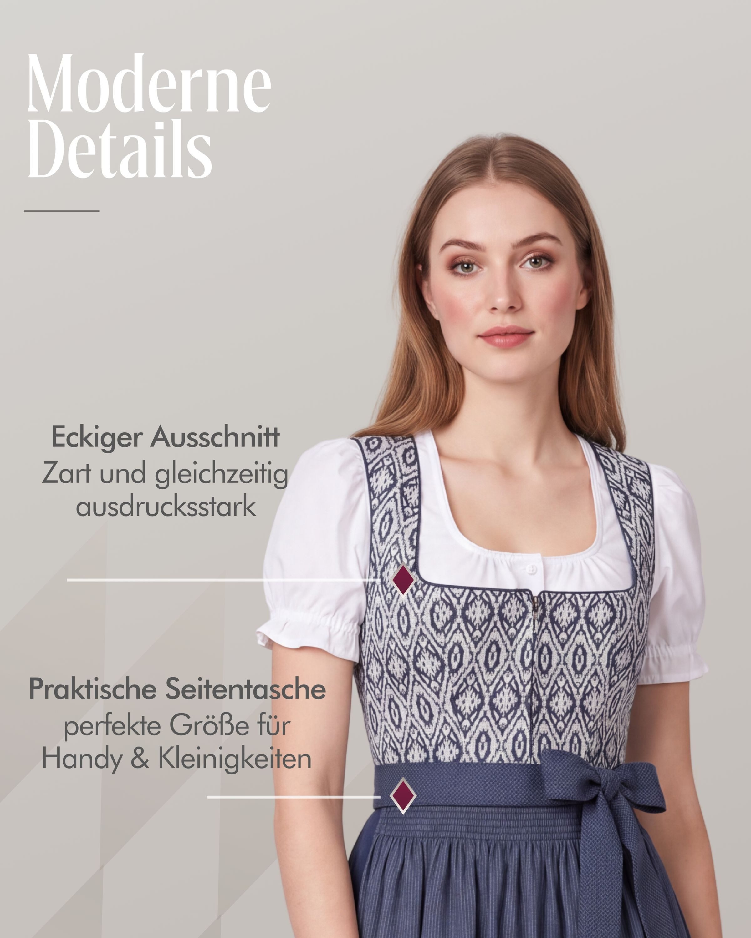 Nübler Dirndl Midi Dirndl Gudrun in Blau von Nübler - Rocklänge 70 cm – Bild 5 von 5
