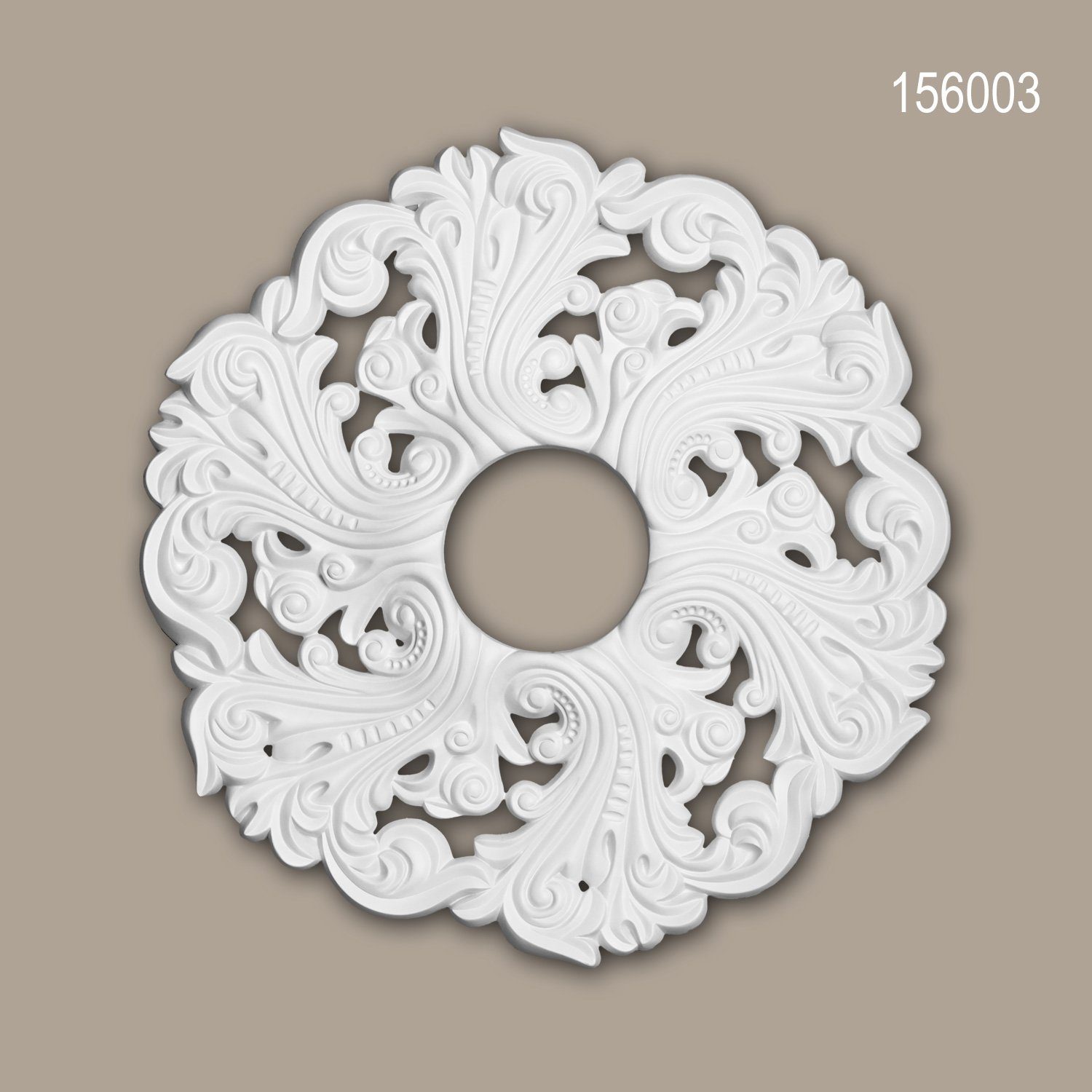 / Stuckrosette, Medallion, Zierelement, 1 Profhome Barock vorgrundiert, Deckenelement, Stil: 156003 Deckenrosette, weiß, cm), Decken-Rosette Durchmesser (Rosette, St., Rokoko 52