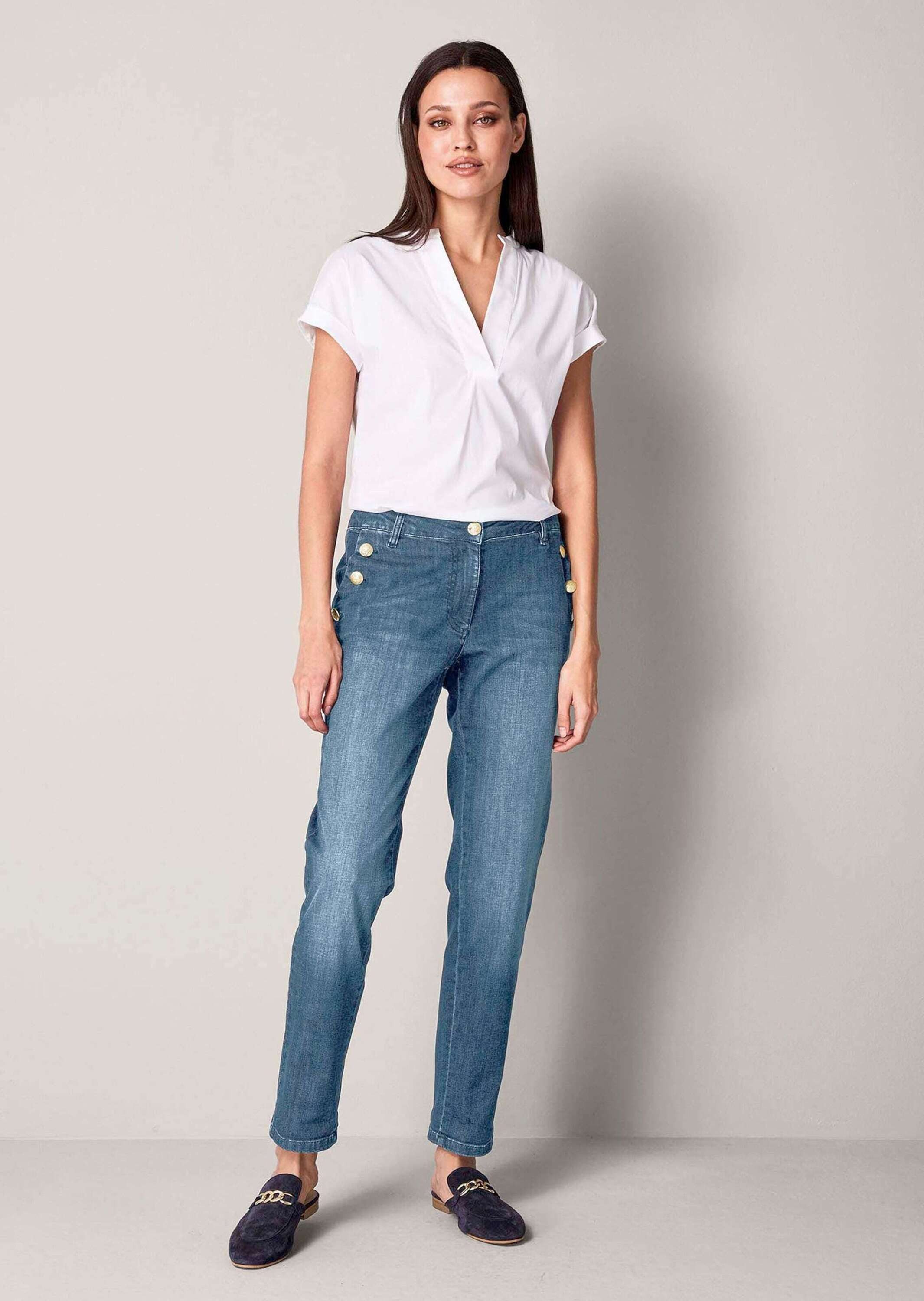 Alba Moda Gerade Jeans Jeans mit Goldknopf