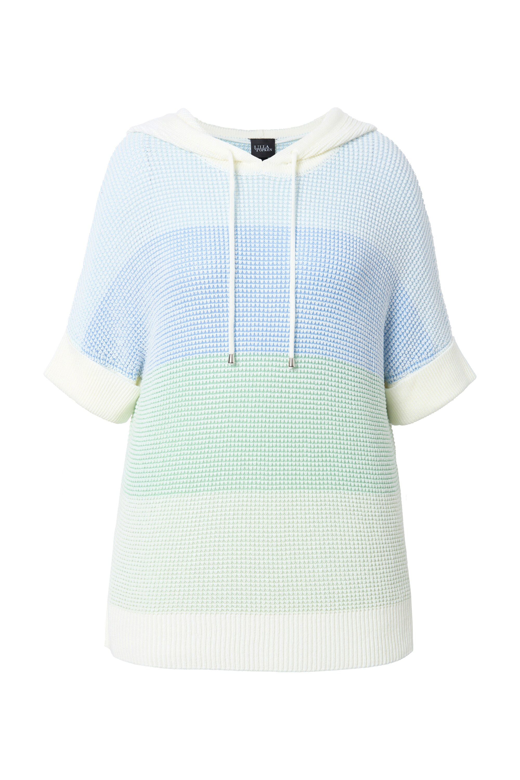 Ulla Popken Pullunder Pullover Blockstreifen Kapuze Halbarm günstig online kaufen