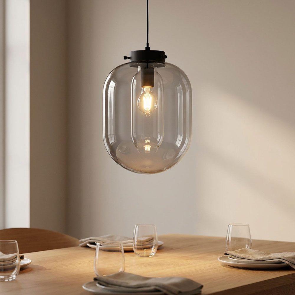 FISCHER & HONSEL Pendelleuchte, Leuchtmittel nicht inklusive, Hängelampe Pendellampe Wohnzimmerlampe Rauchglas Esstischleuchte
