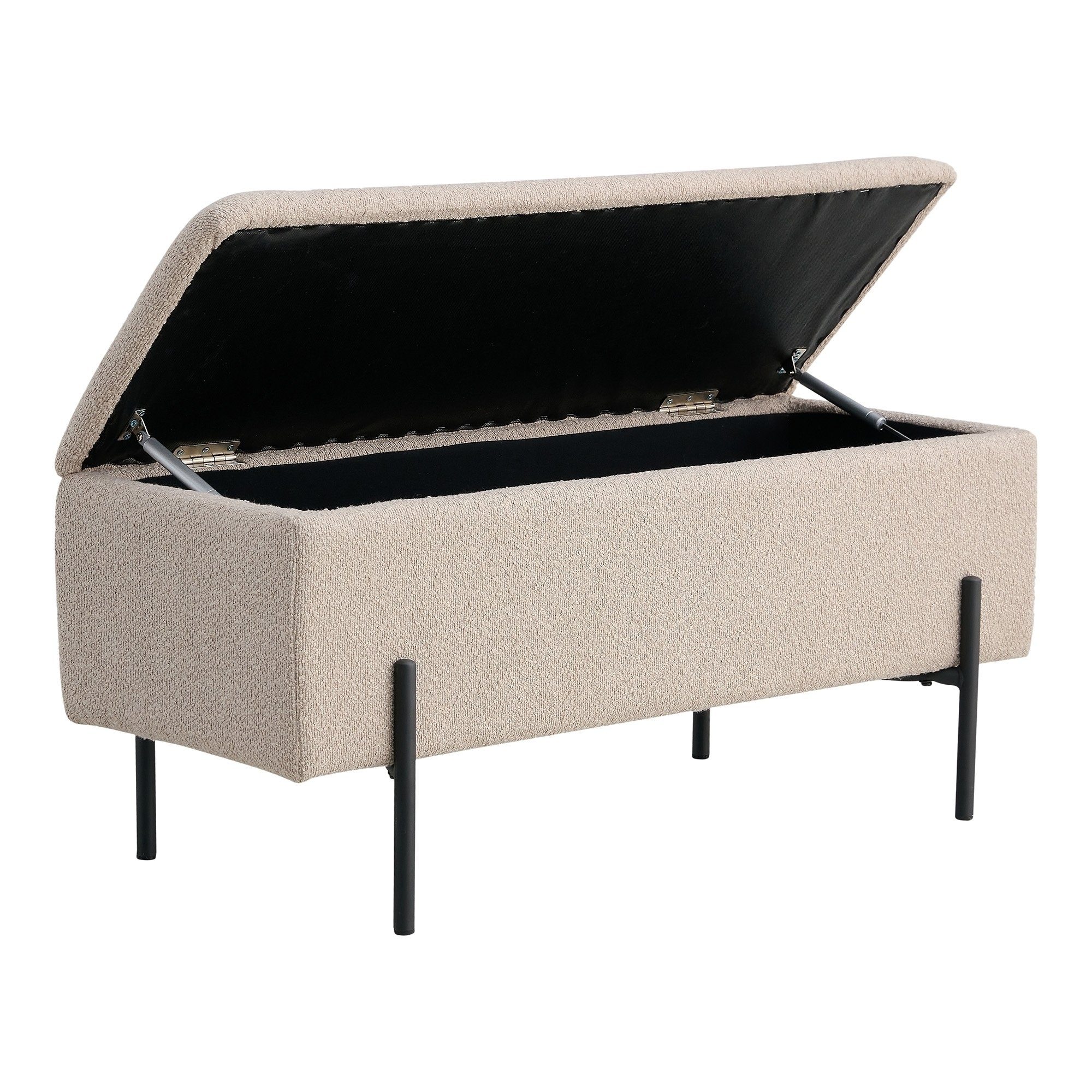 House Nordic Truhenbank Watford, in Beige, Stoff - 95x46x36,5cm (BxHxT)