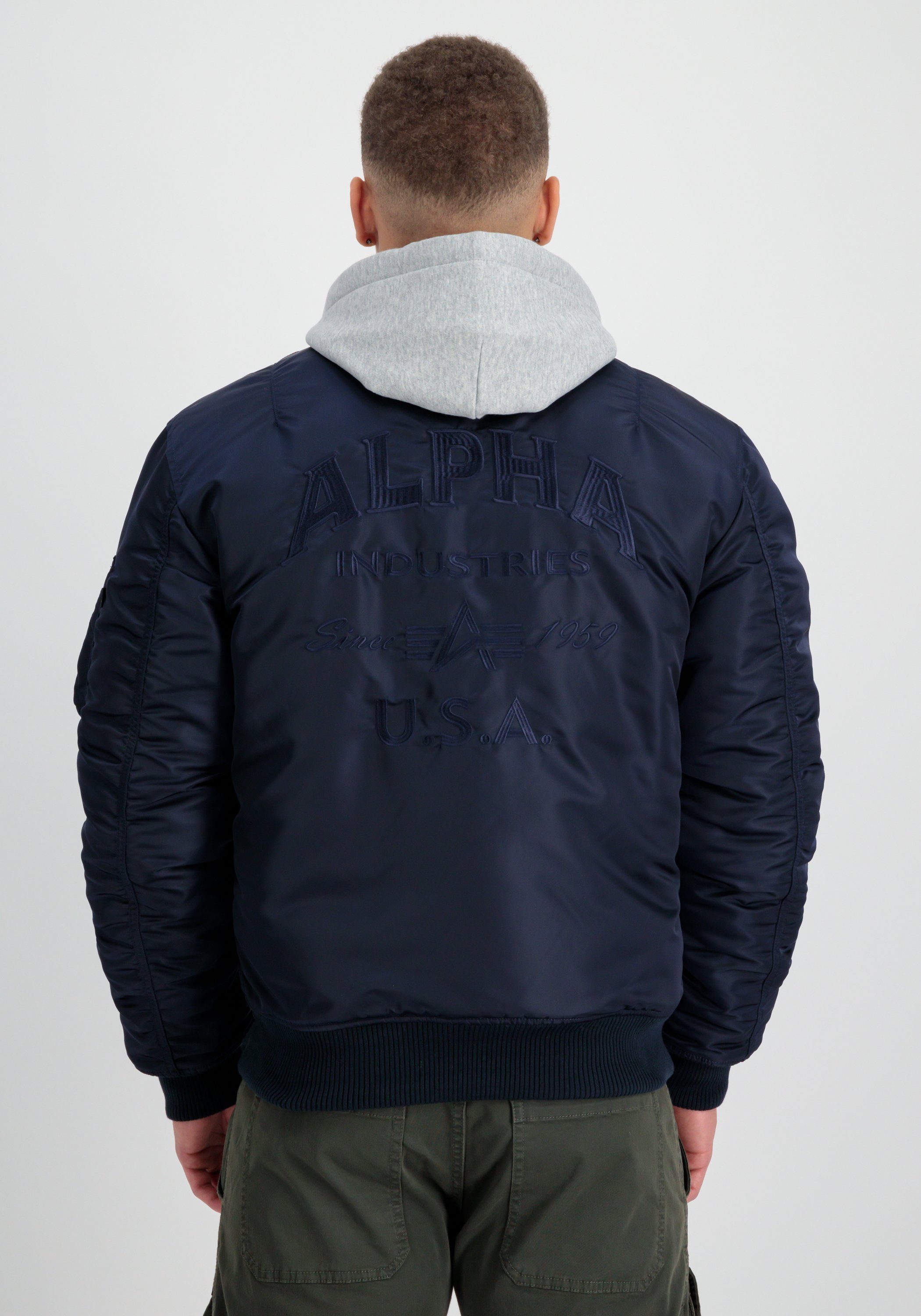 Alpha Industries Bomberjacke MA-1 Zip Hood Back EMB