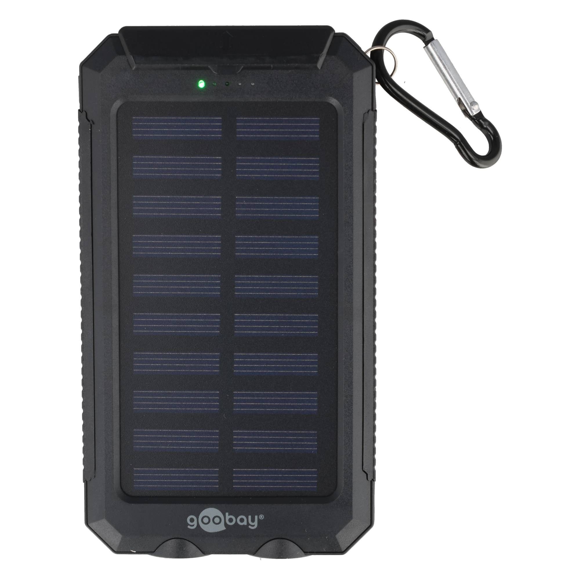 Goobay Outdoor Powerbank 8000mAh mit Solarpanel und Taschenlampenfunktion Akku 8000 mAh (3,7 V)