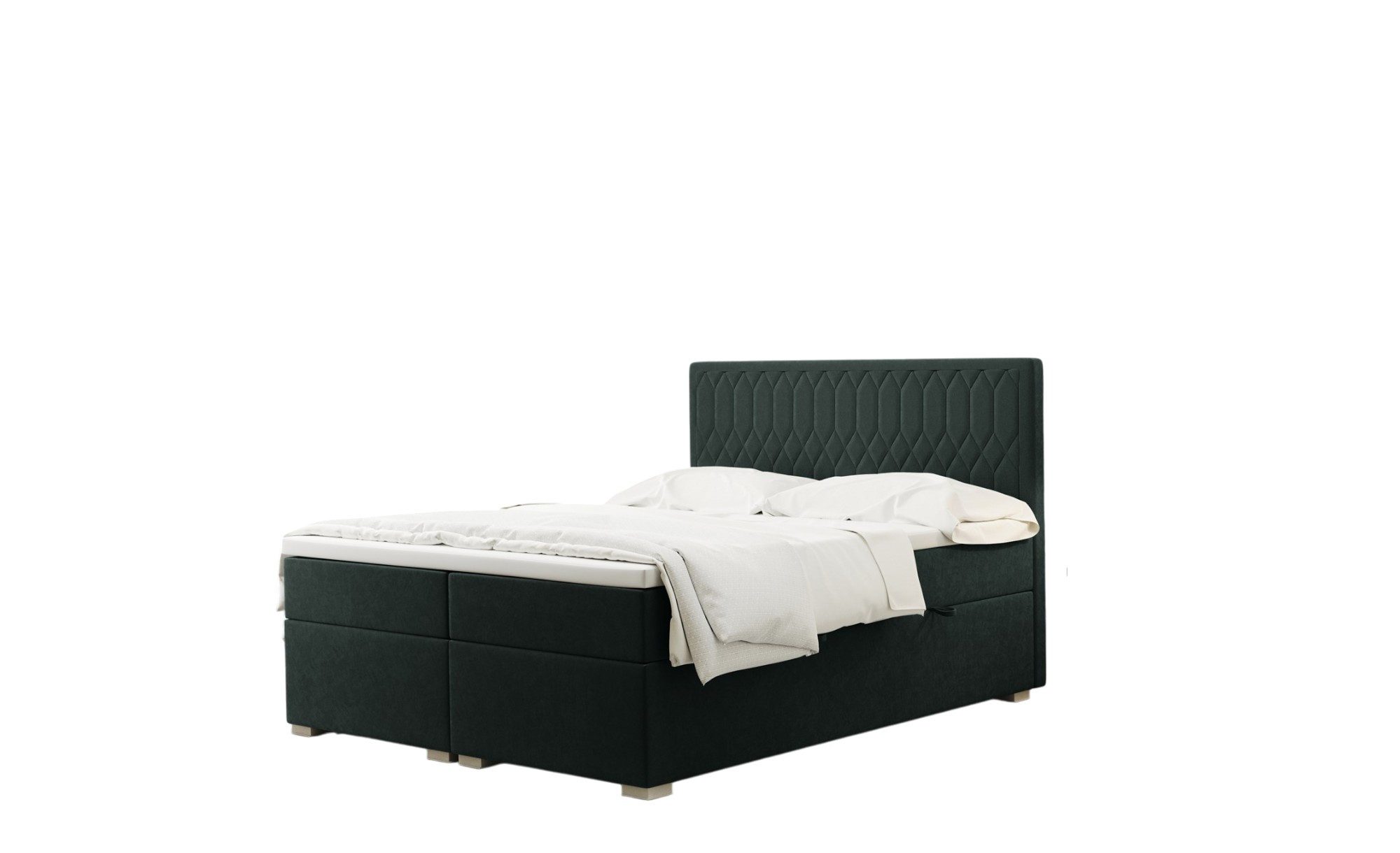 Fun Möbel Boxbett Schlafzimmerbett DUSTY in Stoff Riviera (Stoff Riviera, inkl. Bettkästen), inkl. Topper