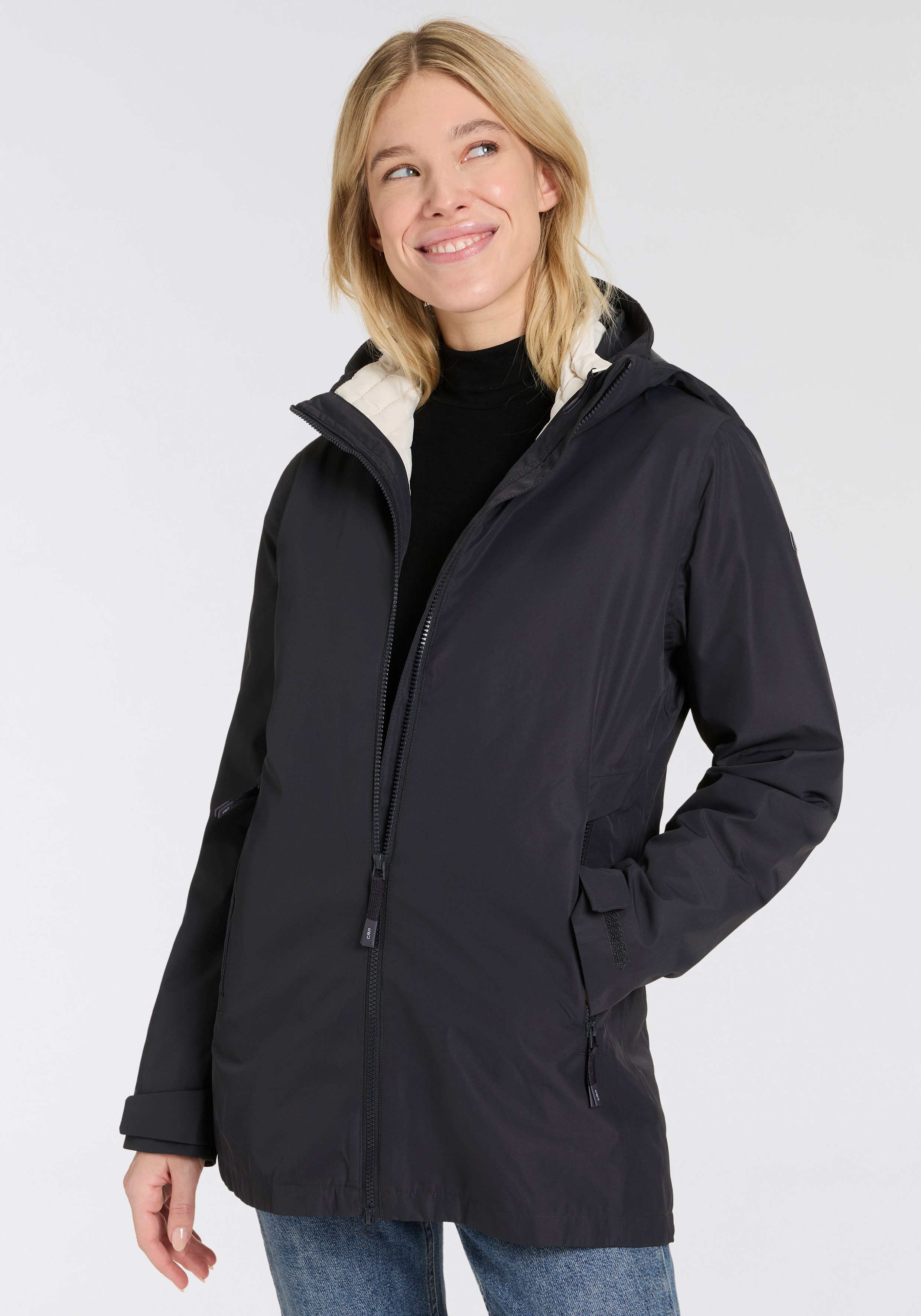 3-in-1-Funktionsjacke WOMAN LONG JACKET ZIP HOOD DETACHABLE