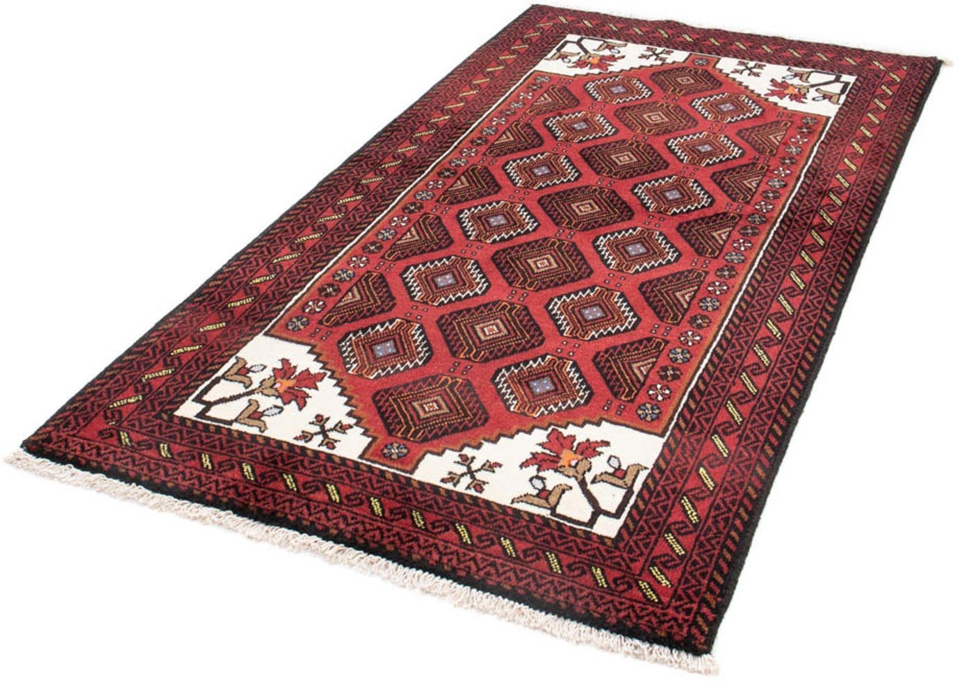 Hochflor-Läufer Belutsch Durchgemustert Rosso 194 x 102 cm, morgenland, rechteckig, Höhe: 8 mm, Handgeknüpft