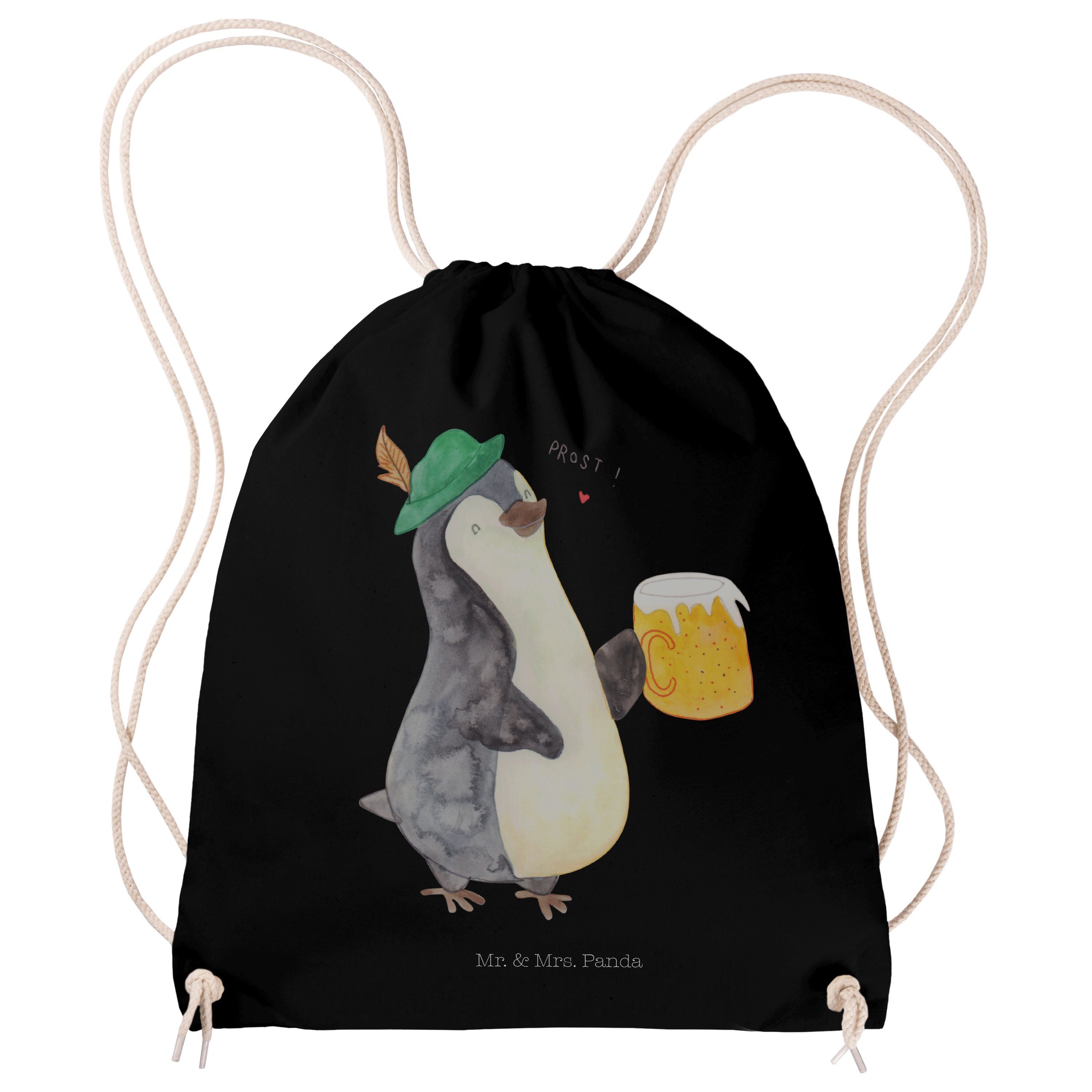 Sporttasche Pinguin Bier, Stoffbeutel, Schwarz, Oktoberfest, Jutebeutel, Sportbeu
