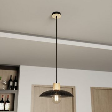 Licht-Erlebnisse Pendelleuchte LIV, ohne Leuchtmittel, Metall H: max. 100 cm Schwarz Holzoptik E27 rund