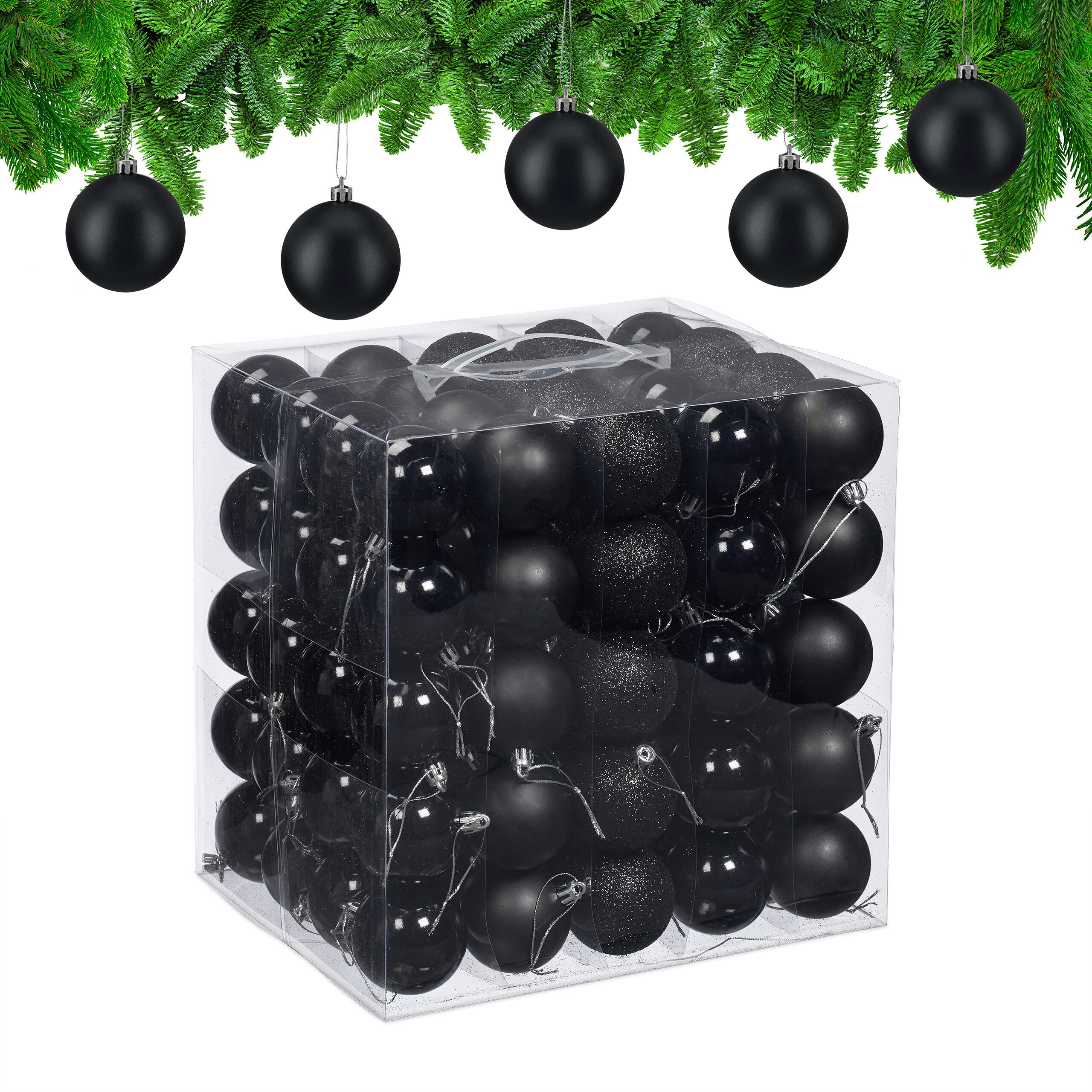 relaxdays Weihnachtsbaumkugel Новогодние шары im 100er Set (100 St), schwarz