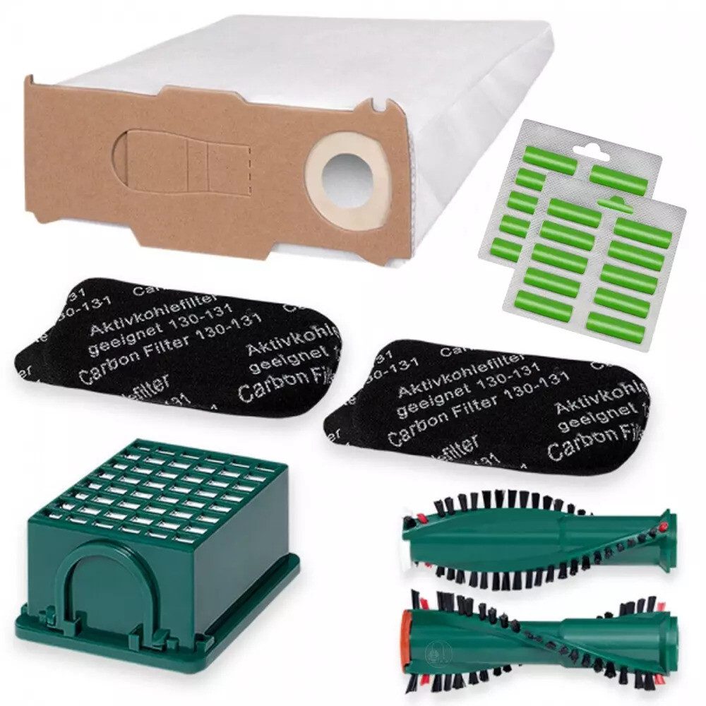 PRIMEBAG Staubsaugerbeutel 49tlg. Beutel Bürsten Filter Duft passt für Vorwerk VK 130 131