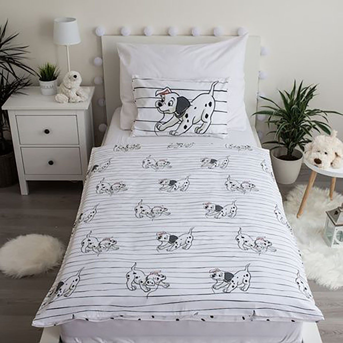 Disney Kinderbettwäsche Disney Kinderbettwäsche 101 Dalmatiner 100x135 + 40x60 cm, Baumwolle, Renforcé, 2 teilig