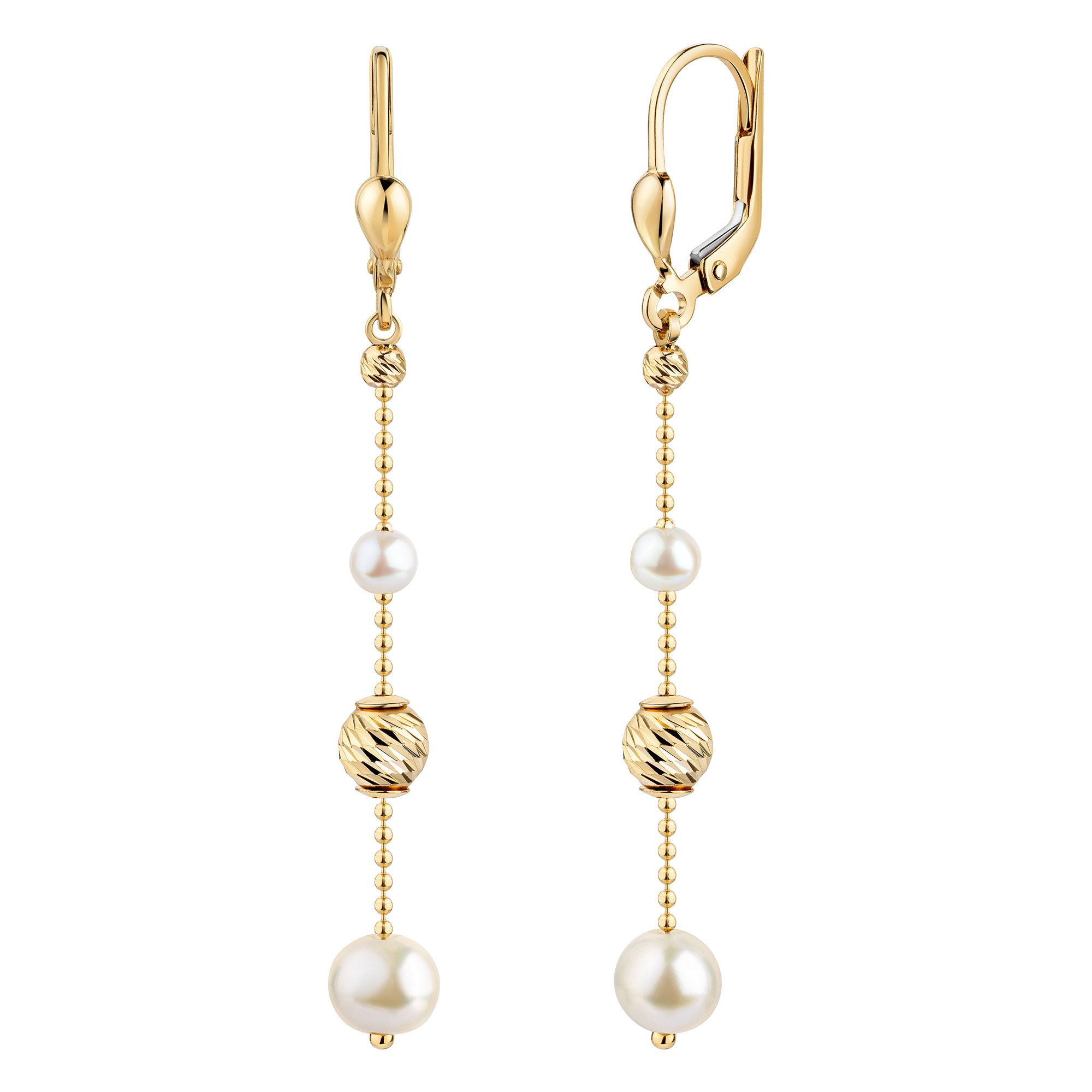 Fascination by Ellen K. Paar Ohrhänger 585/- Gelbgold glanz Kugeln und Perl günstig online kaufen