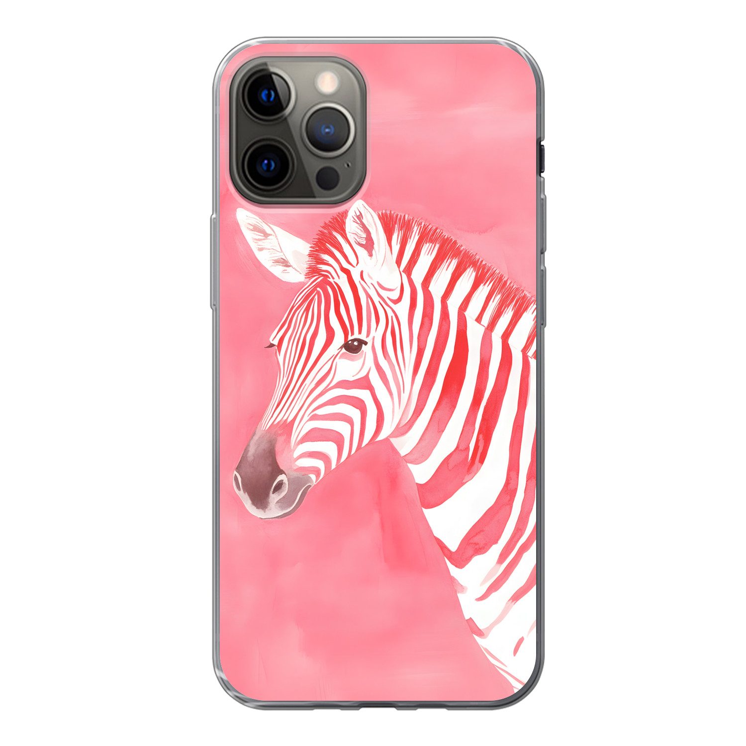 MuchoWow Handyhülle für Apple iPhone 13 Pro Zebra - Rosa - Farbe, Smartphone-Bumper, Print, Handy Schutzhülle Dünn