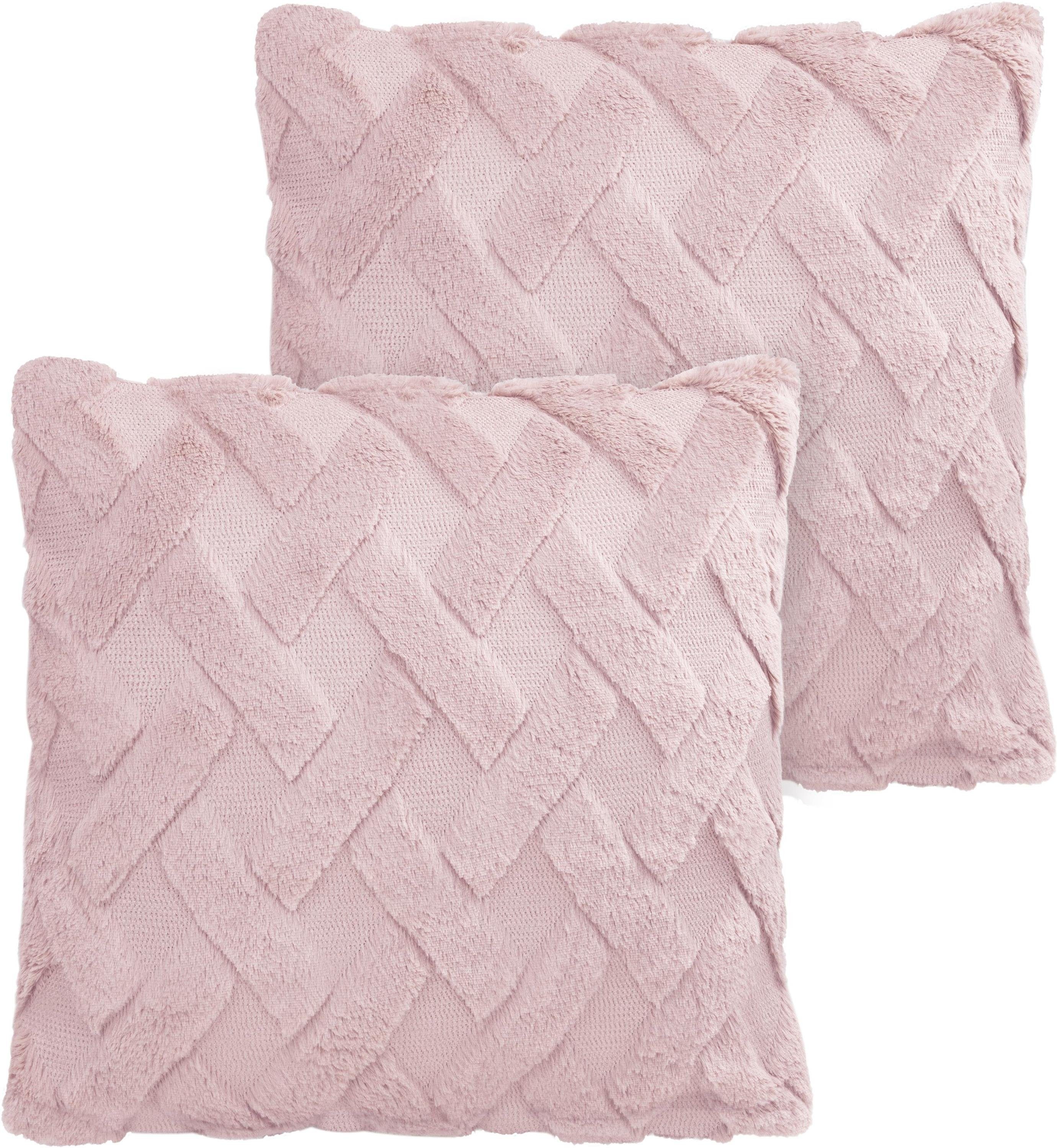 normani Dekokissen 2 Kissenbezüge Sofia, Dekokissen 45 x 45 cm mit Cashmere Feeling Rosa